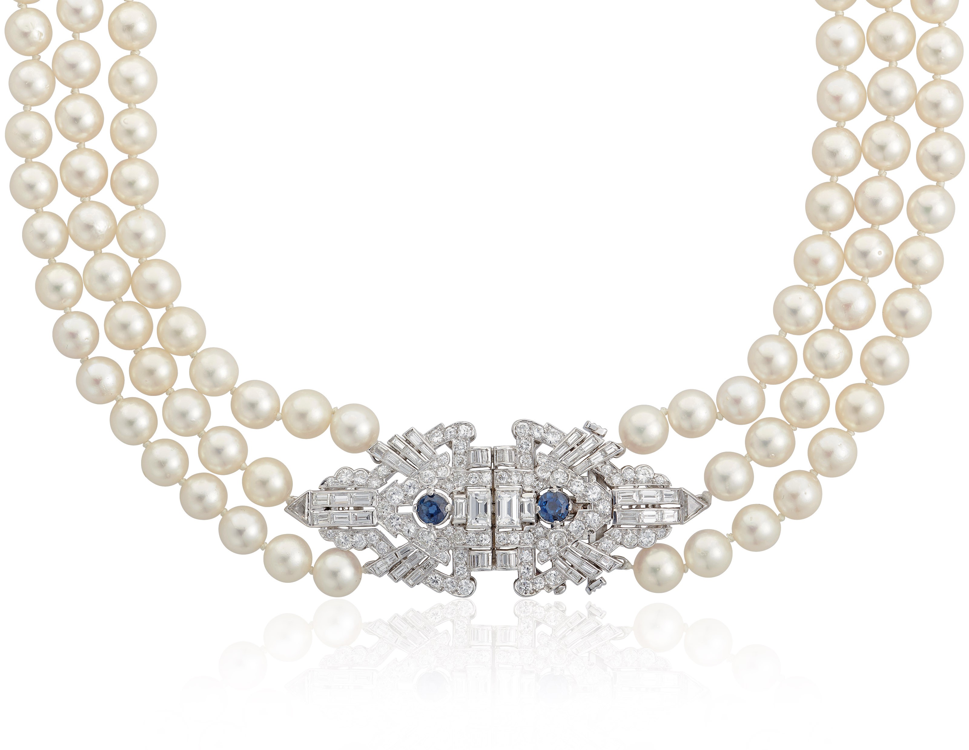DAVID WEBB DIAMOND SAPPHIRE AND CULTURED PEARL NECKLACE, Christie’s
