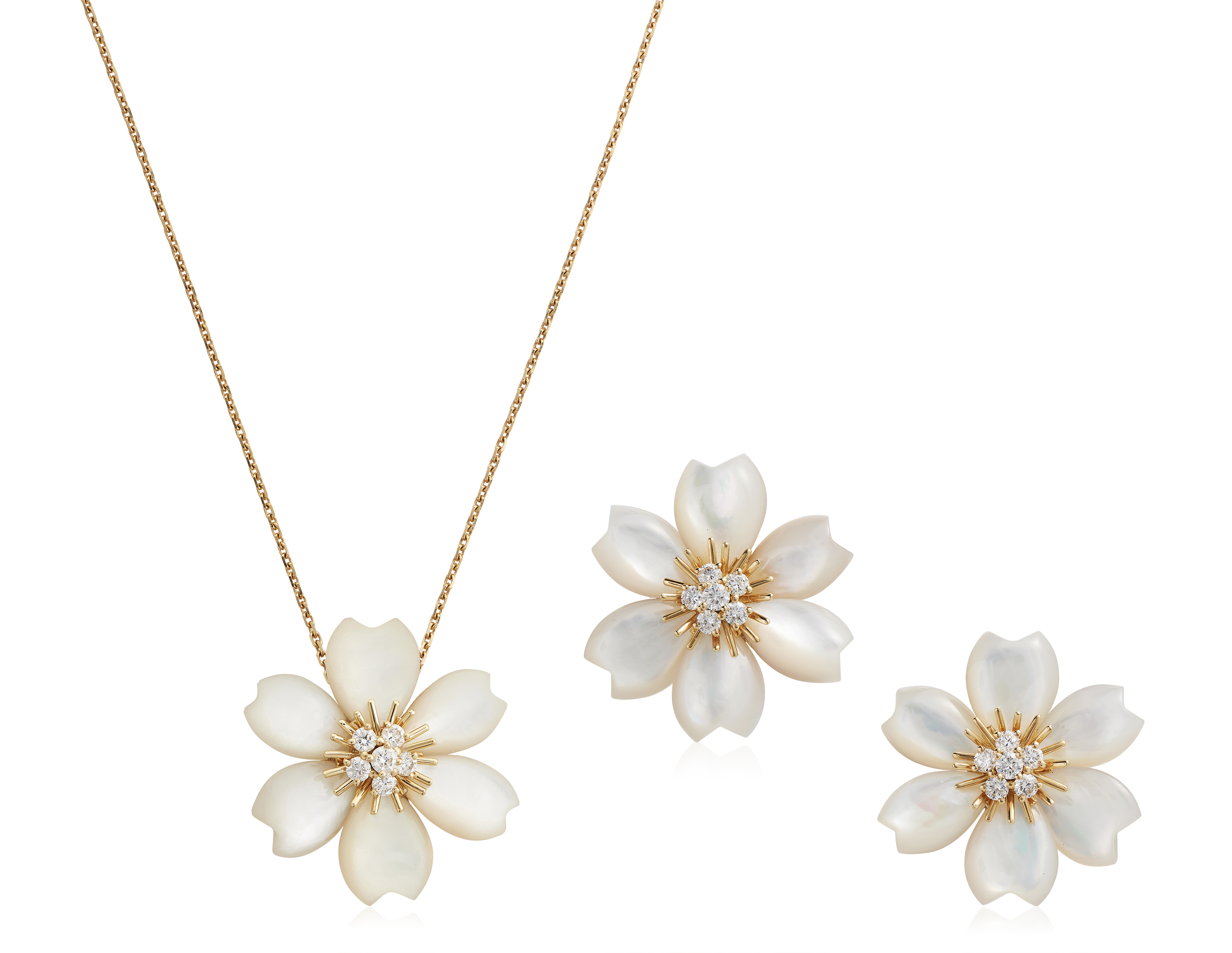 VAN CLEEF ARPELS 'ROSE DE NOEL' MOTHER-OF-PEARL AND DIAMOND