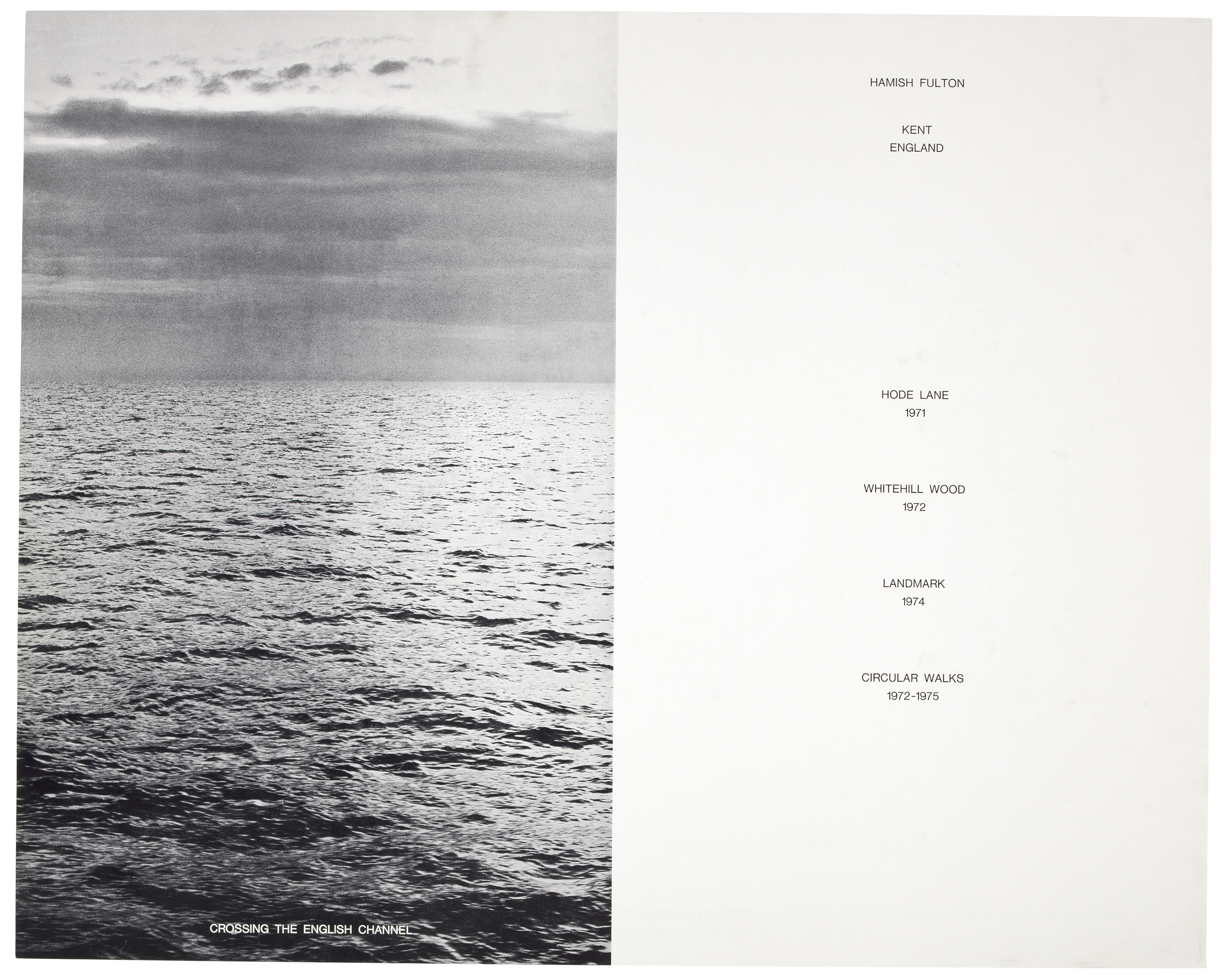 HAMISH FULTON (B. 1946), Crossing the English Channel, 1971-1975