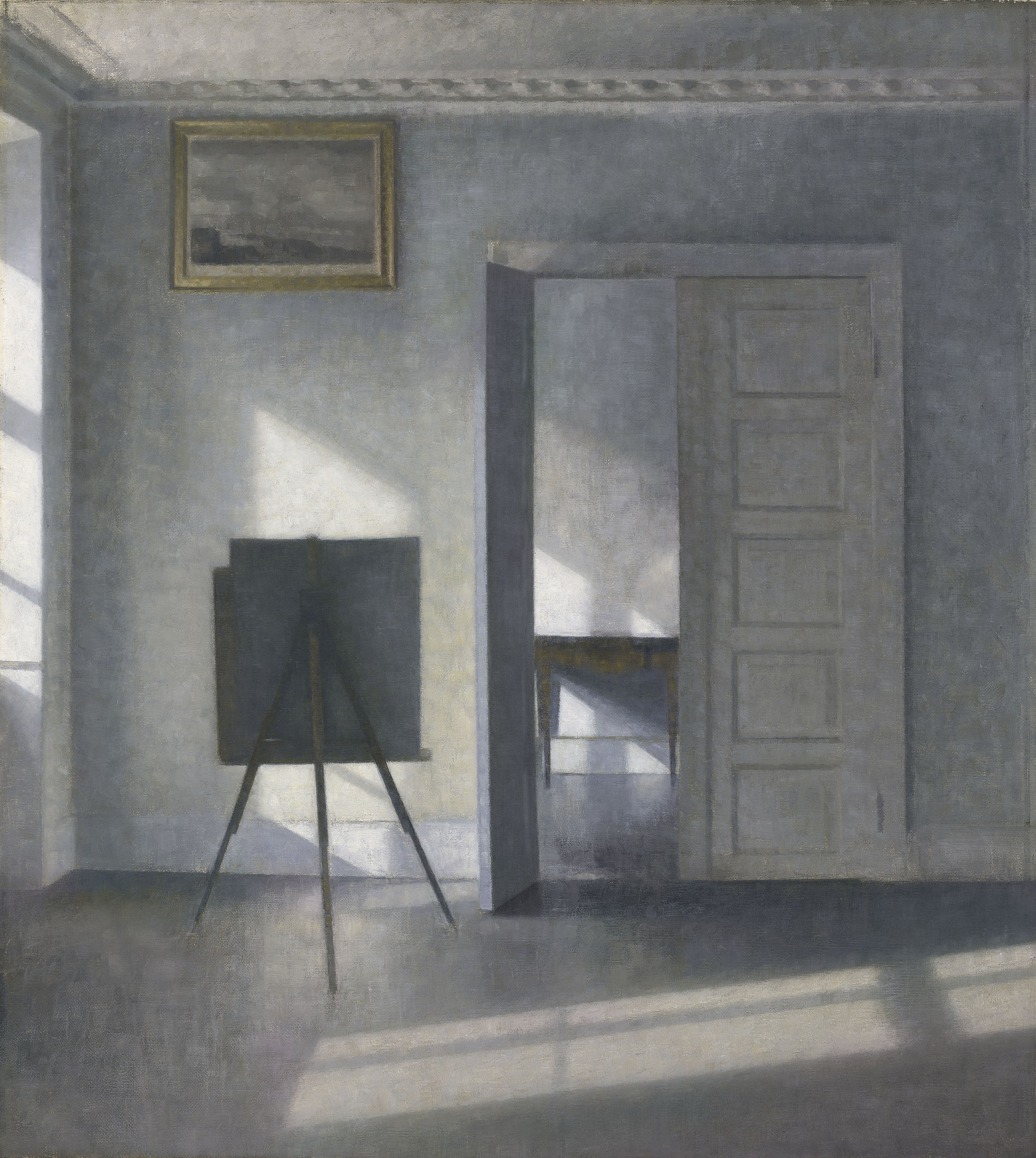 Vilhelm Hammershoi, Interior with an Easel, Bredgade 25, 1912, sold for $5,037,500 on 31 October 2018 at Christie's in New York