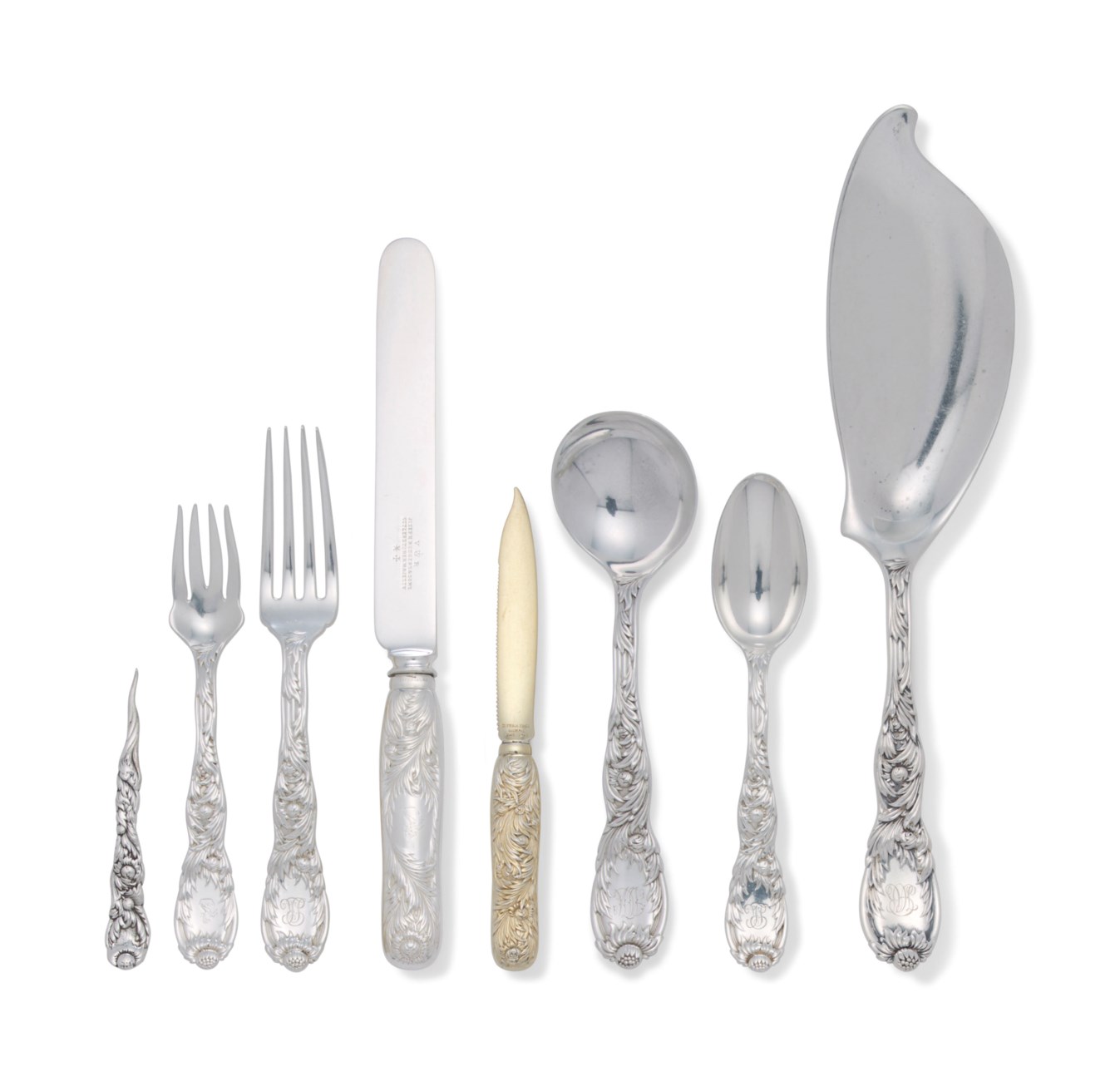 AN EXTENSIVE AMERICAN SILVER AND SILVERGILT FLATWARE SERVICE, MARK OF
