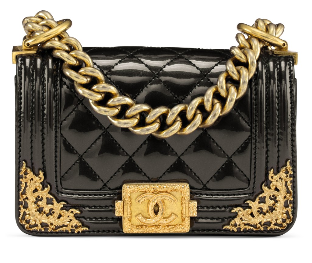 A MÉTIERS D'ART PARISDALLAS DARK GREEN PATENT LEATHER MINI BOY BAG