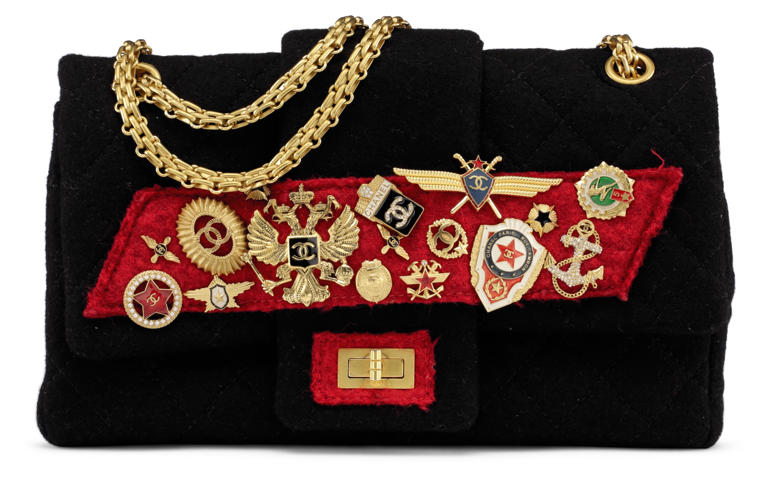 A MÉTIERS D'ART PARIS-MOSCOU RED & BLACK EMBELLISHED FELT