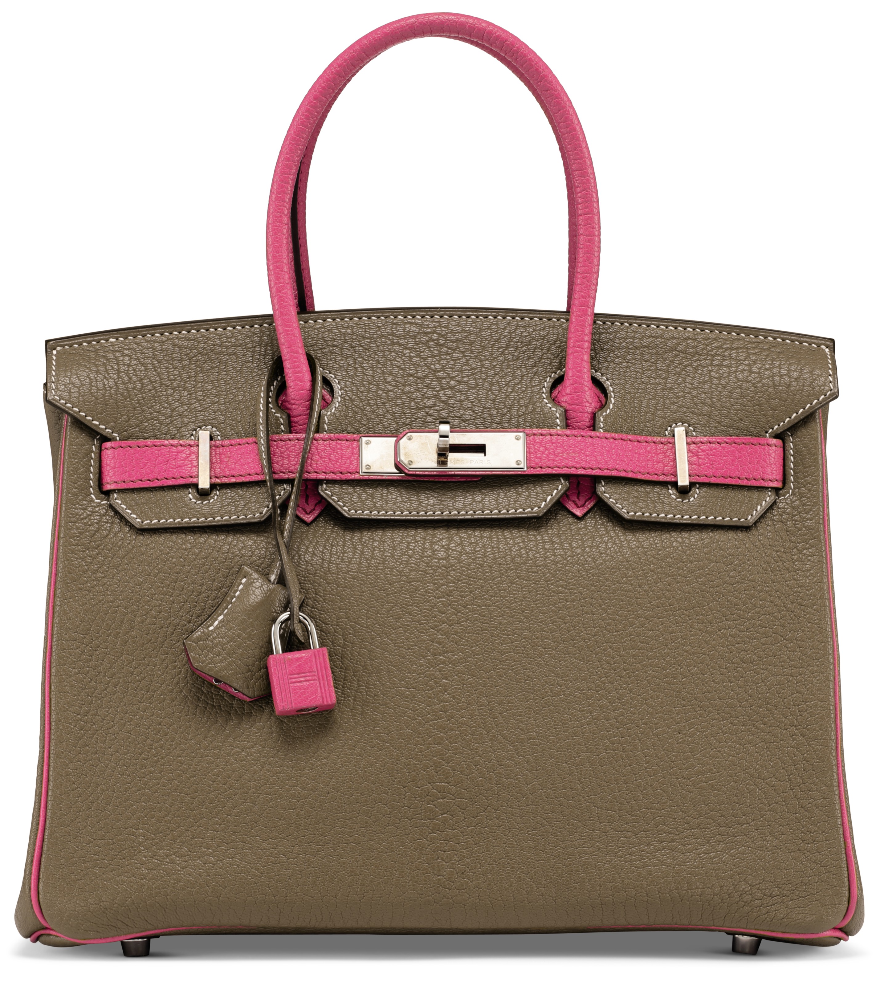 A CUSTOM ETOUPE FUCHSIA CHEVRE LEATHER BIRKIN 30 WITH PALLADIUM HARDWARE HERMES 2008 Christie s