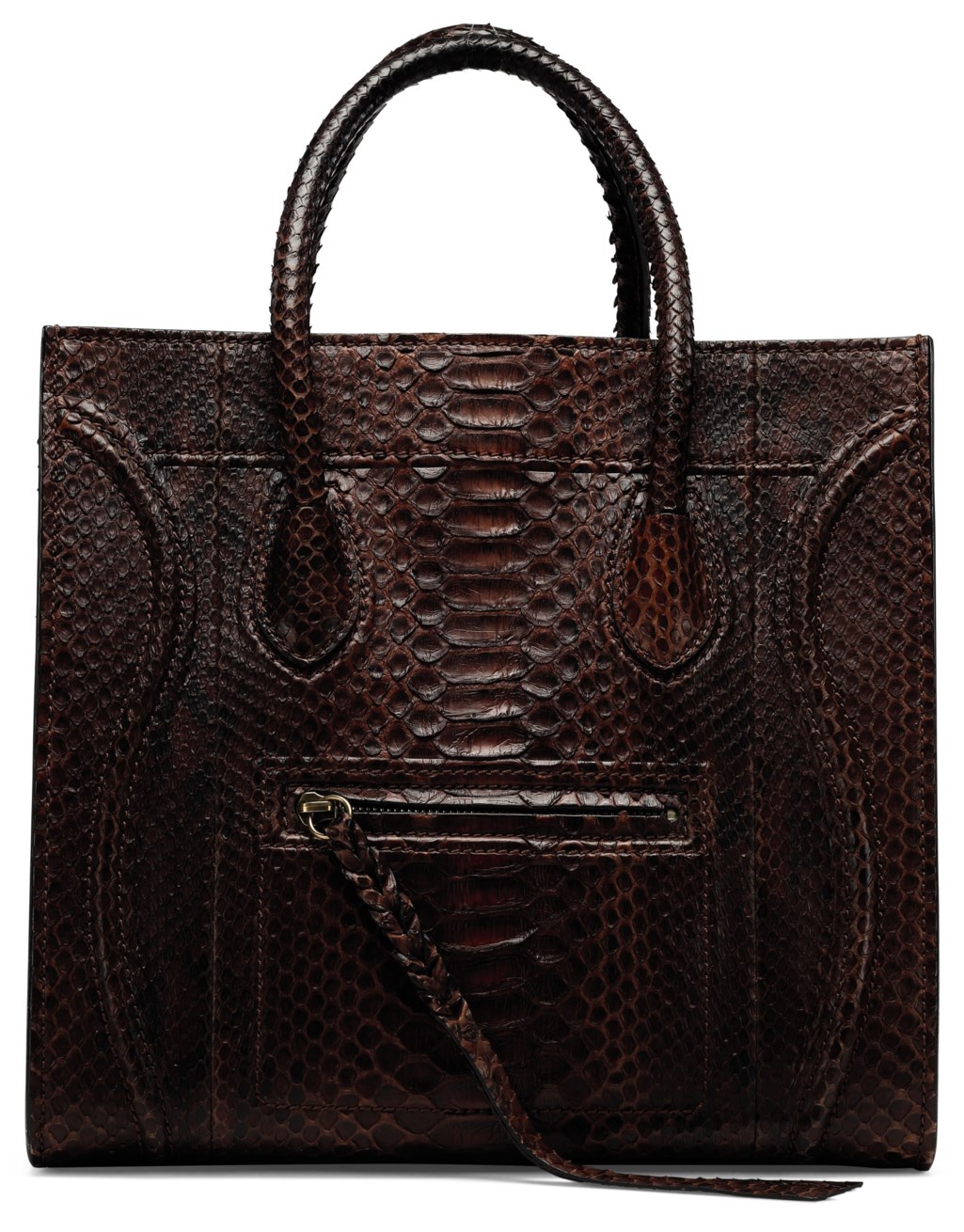 A BURGUNDY PYTHON MEDIUM PHANTOM LUGGAGE TOTE WITH SILVER HARDWARE ...