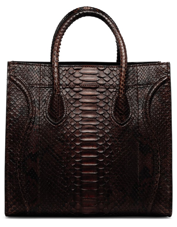 A BURGUNDY PYTHON MEDIUM PHANTOM LUGGAGE TOTE WITH SILVER HARDWARE ...
