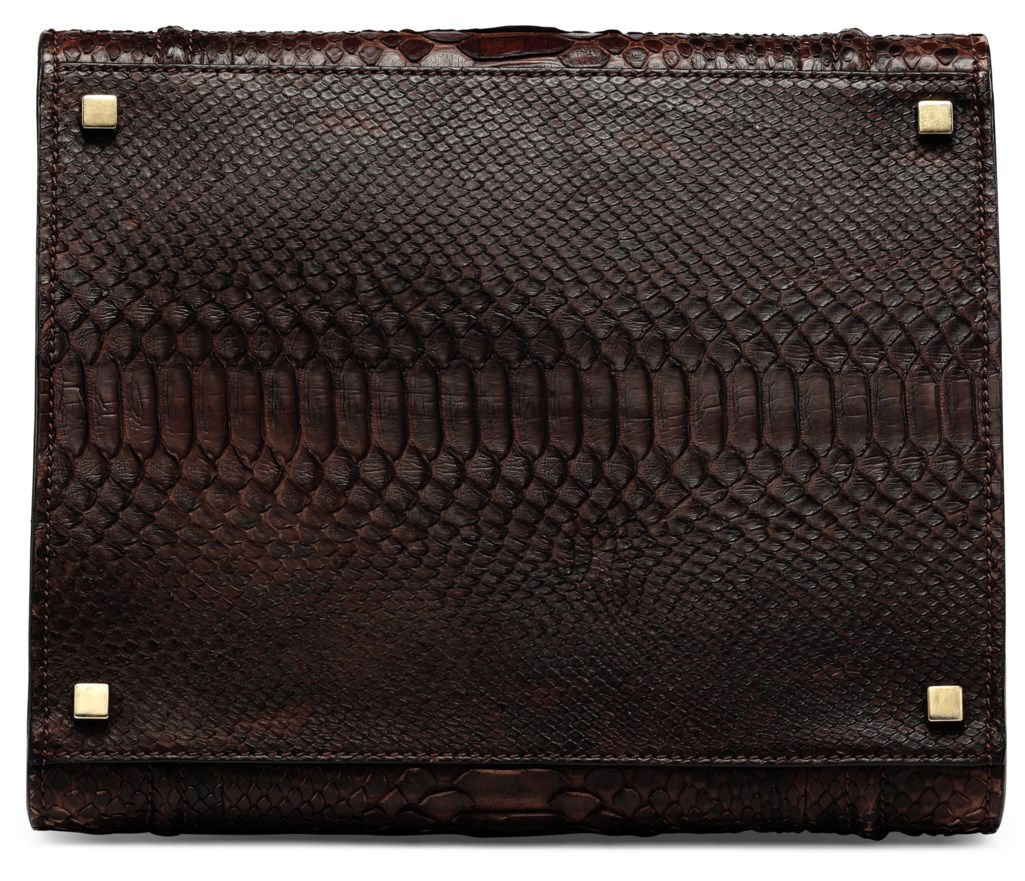 A BURGUNDY PYTHON MEDIUM PHANTOM LUGGAGE TOTE WITH SILVER HARDWARE ...