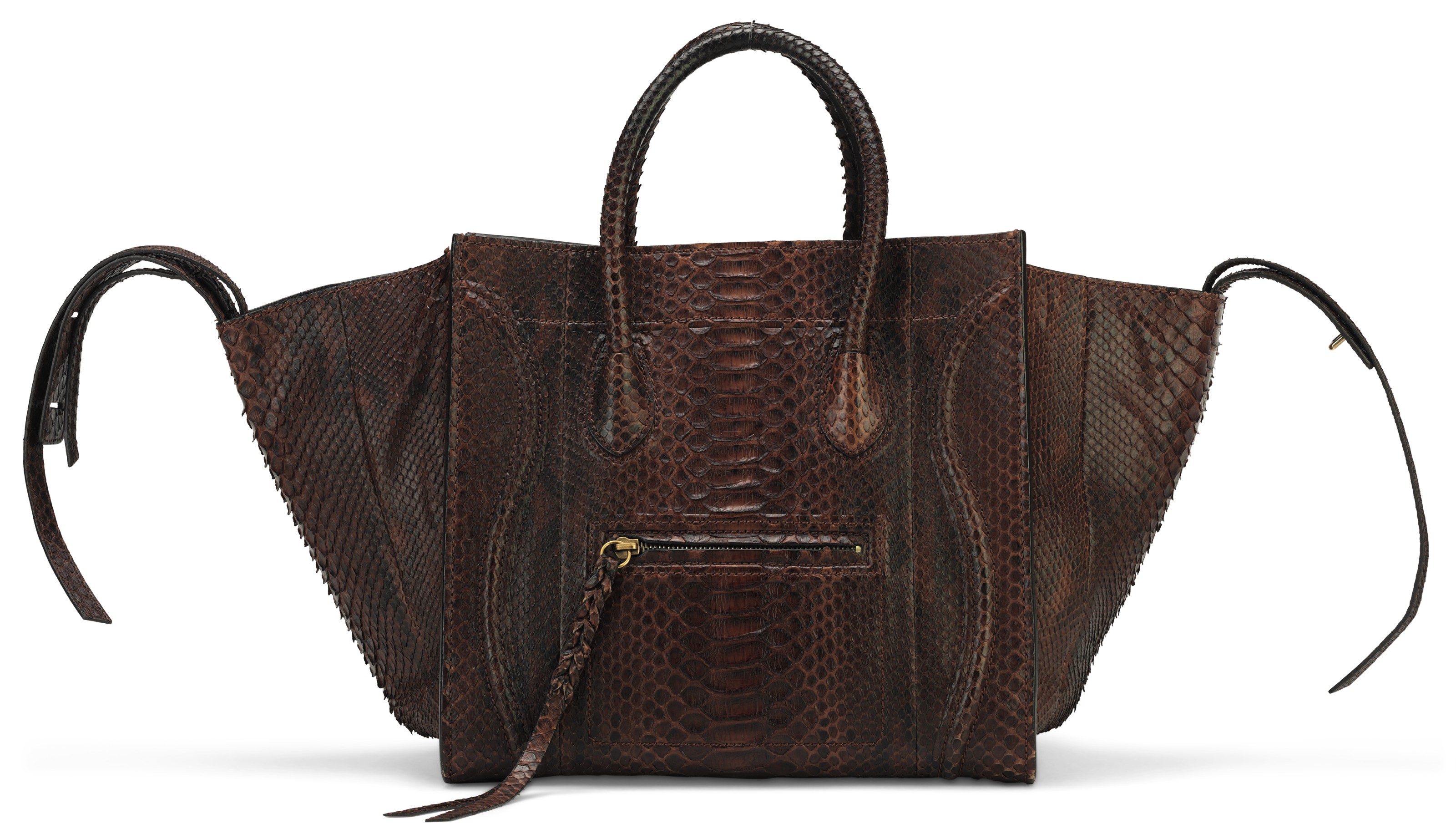 A BURGUNDY PYTHON MEDIUM PHANTOM LUGGAGE TOTE WITH SILVER HARDWARE ...