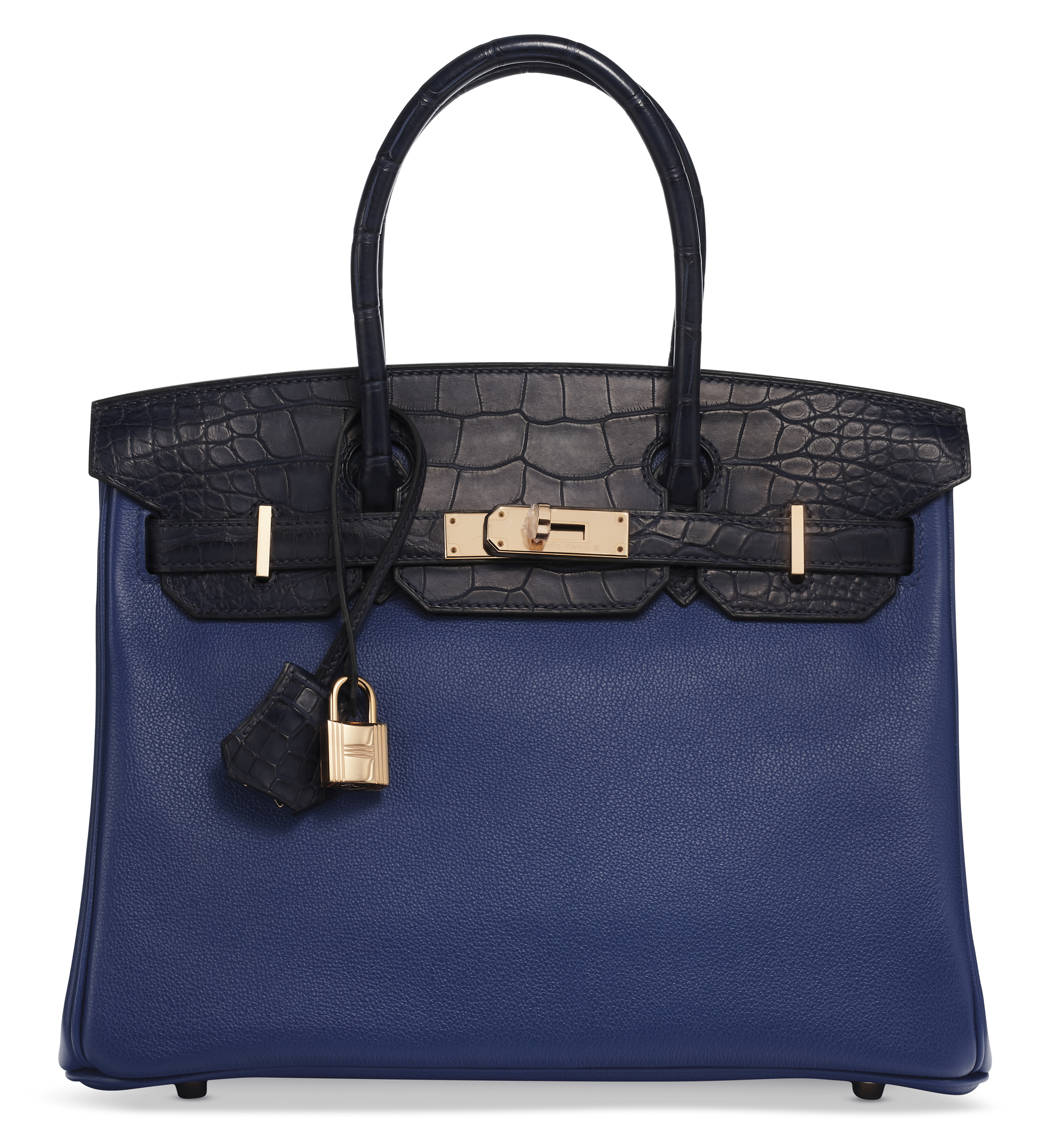 A LIMITED EDITION MATTE BLEU MARINE ALLIGATOR BLEU SAPHIR NOVILLO LEATHER TOUCH BIRKIN 30 WITH ROSE GOLD HARDWARE HERMES 2018 Christie s