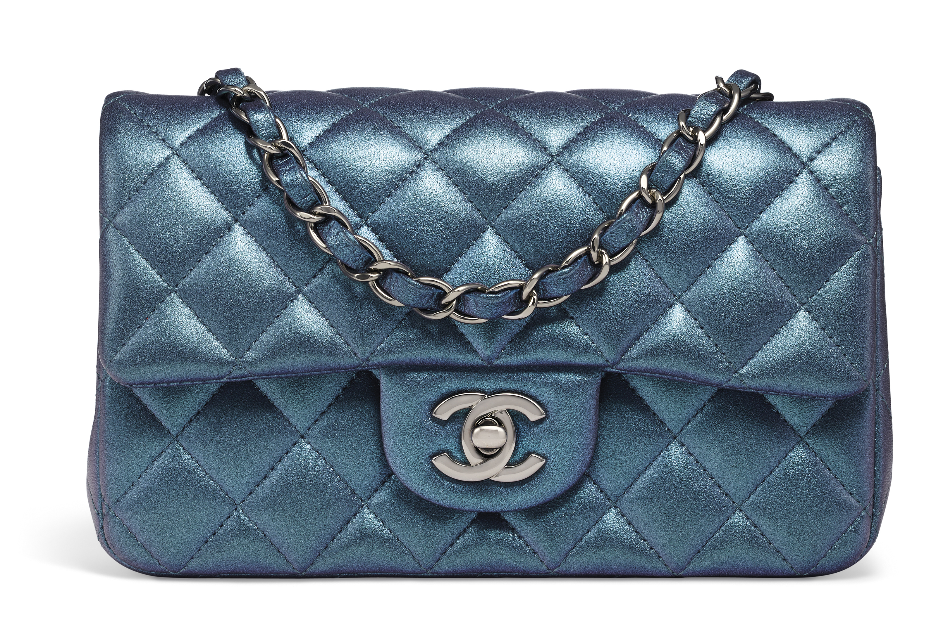 Chanel Flap Bag with Chunky Chain Strap Small 22S Lambskin Purple