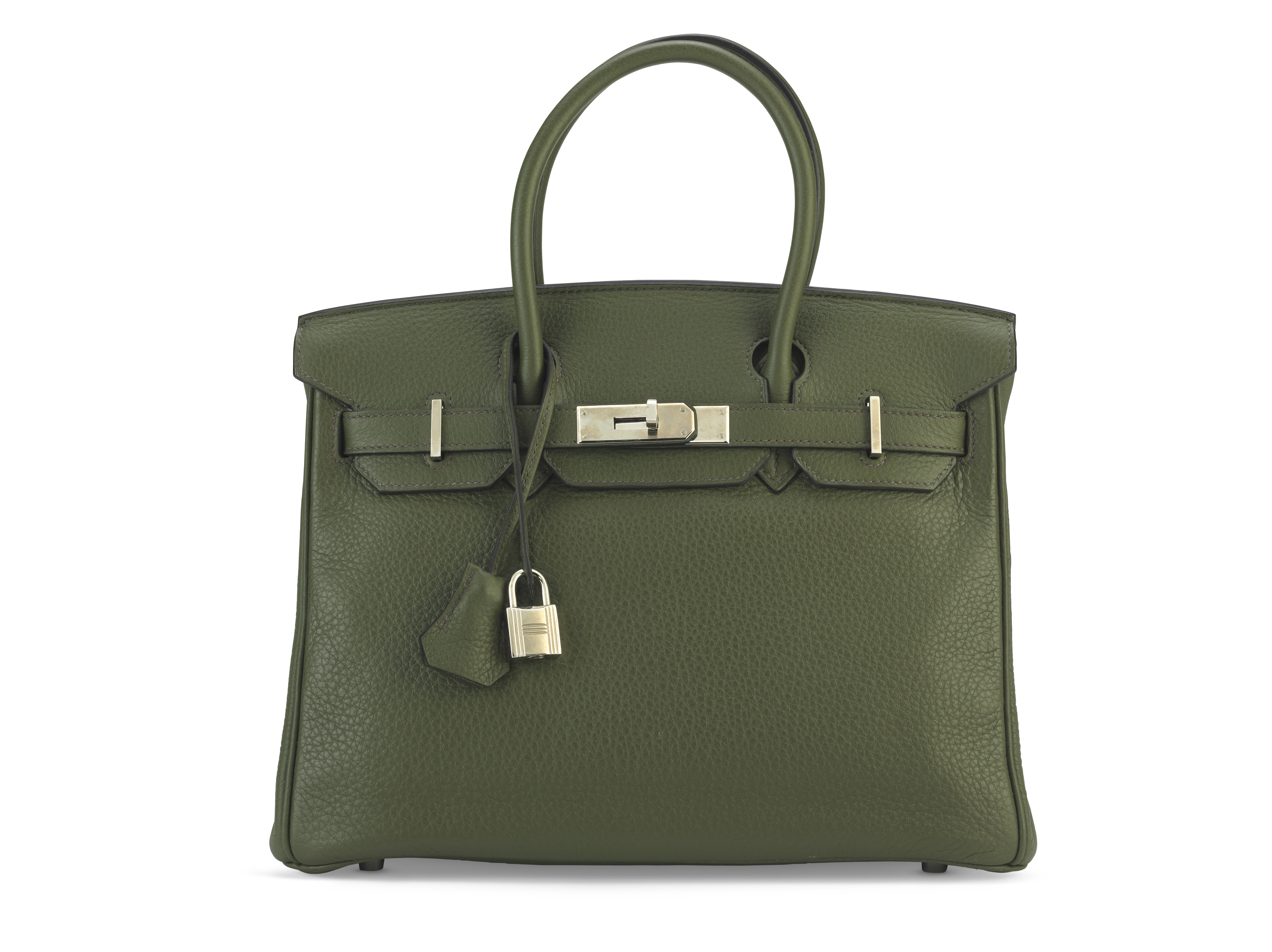 A VERT OLIVE CLÉMENCE LEATHER BIRKIN 30 WITH PALLADIUM HARDWARE