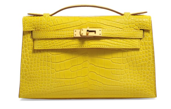 Hermes Lime Kelly Pochette Yellow Gold Hardware - Chicjoy