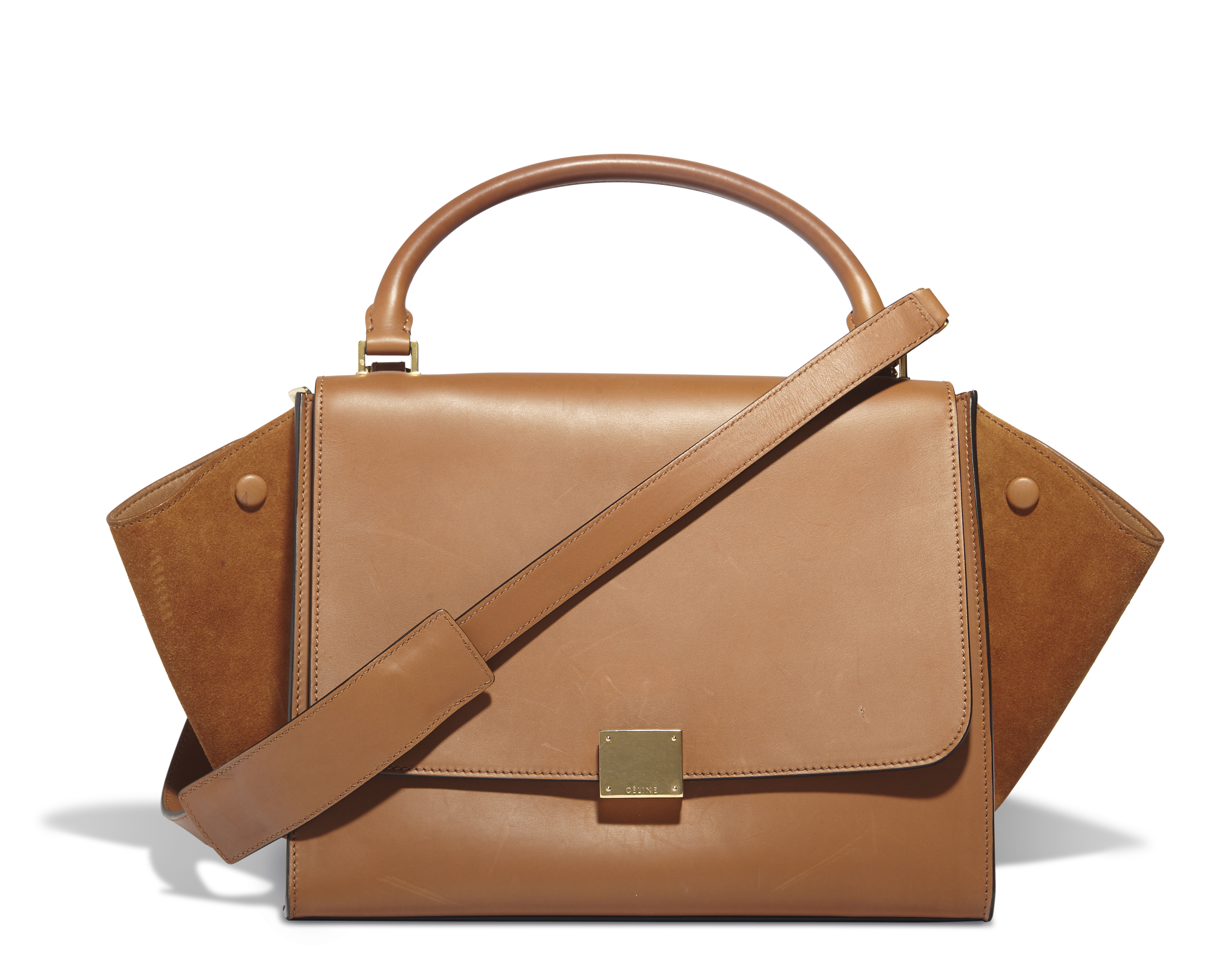 A TAN LEATHER & SUEDE TRAPEZE BAG, CÉLINE, 2010s | Christie