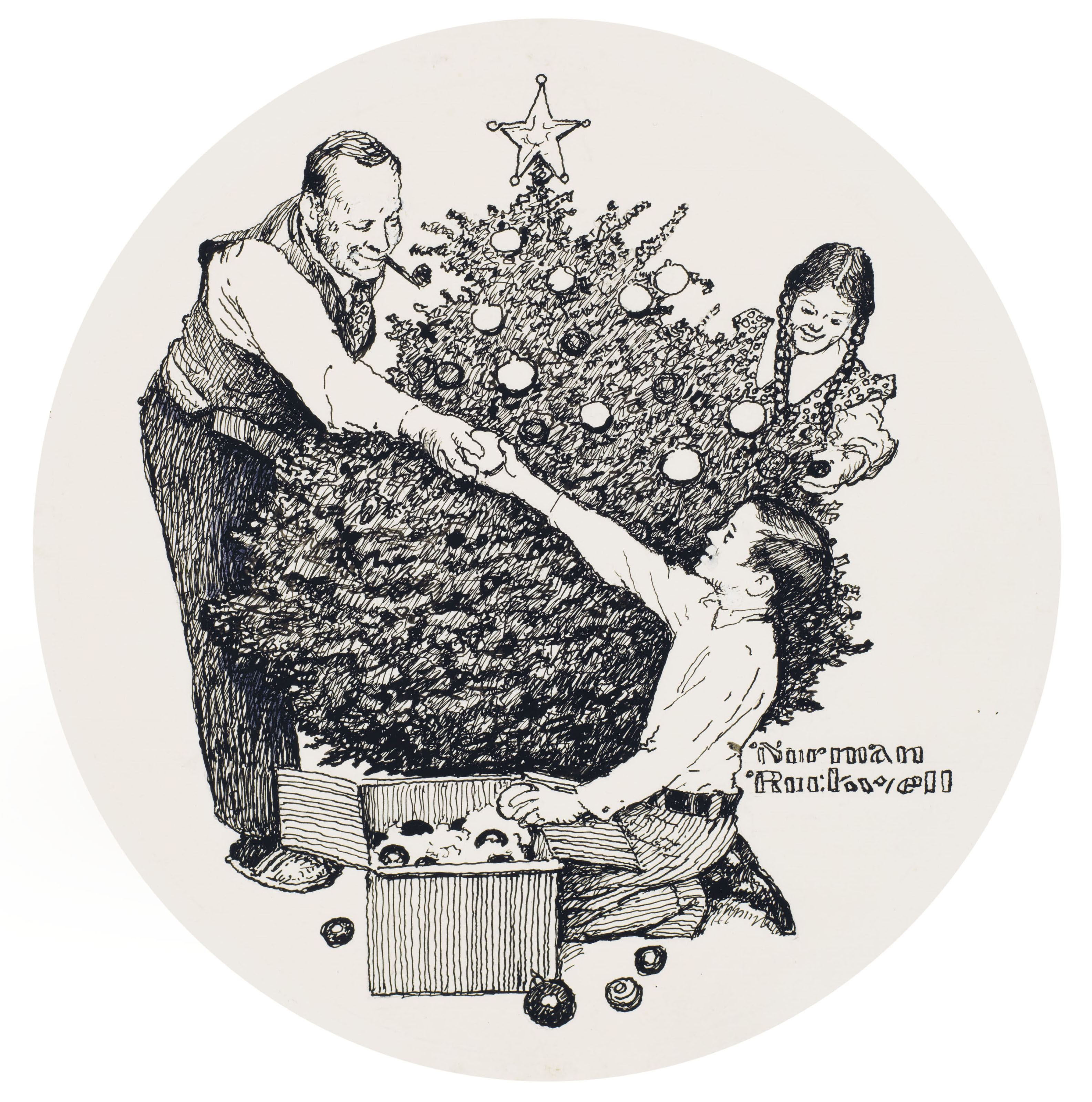 Norman Rockwell (1894-1978), Trimming the Tree | Christie’s