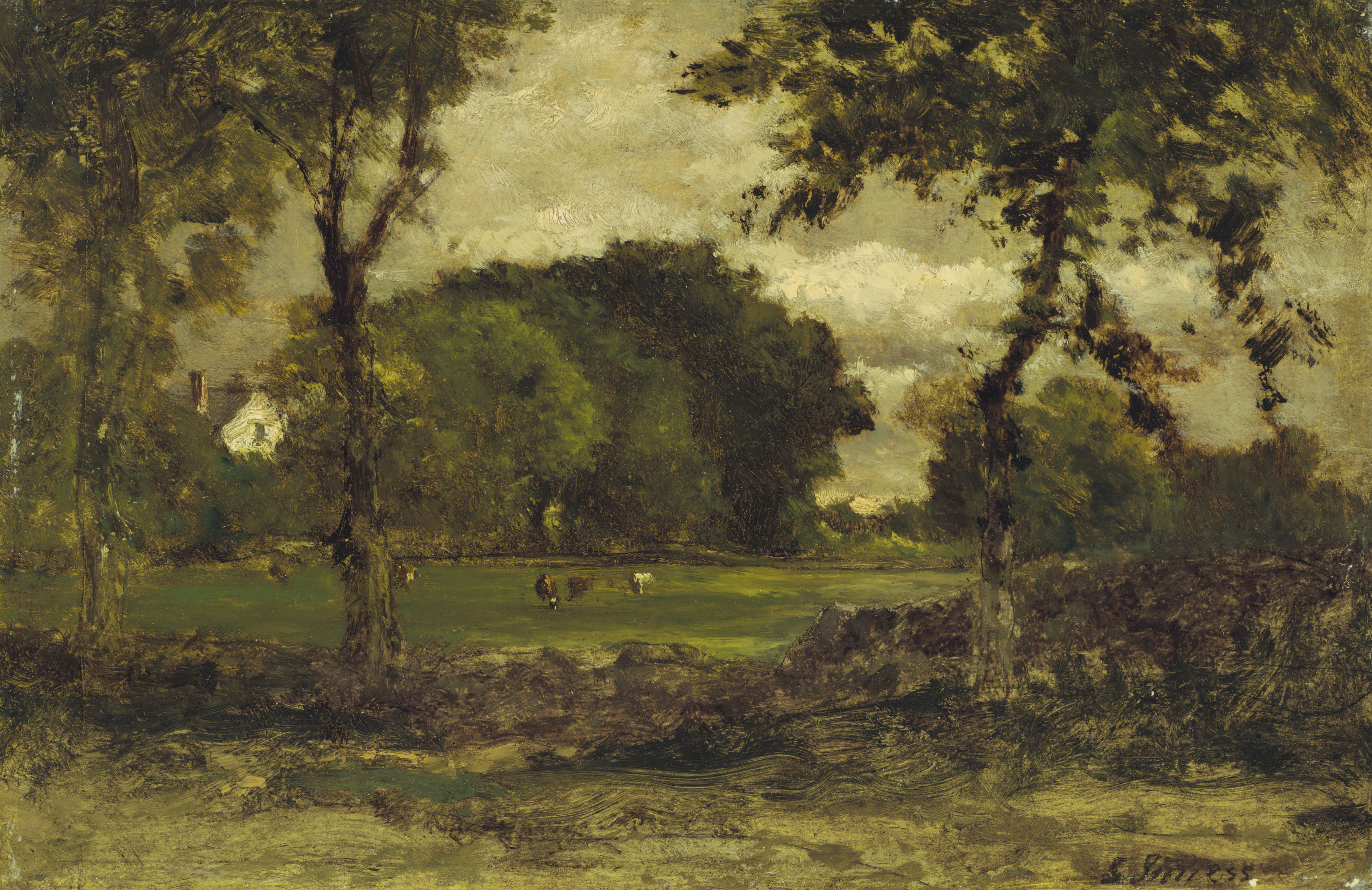 George Inness (1825-1894), Medfield, Massachusetts (A Medfield Farm ...