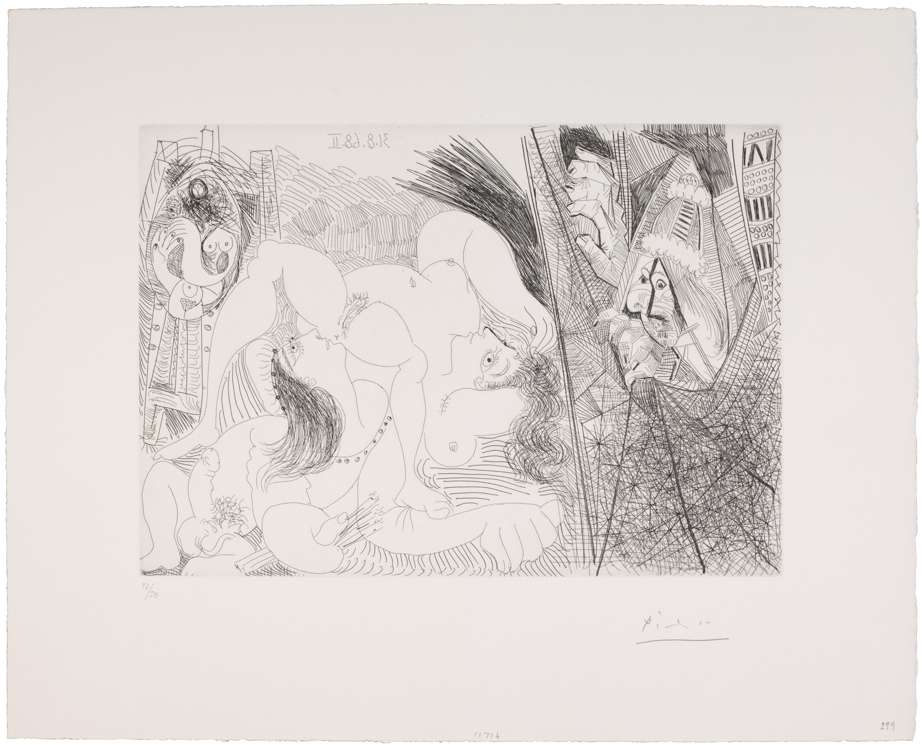 PABLO PICASSO (1881-1973), Raphaël et la fornarina IV: avec le Pape tirant  le rideau, from La Séries 347 | Christie's, image size:3200x2586