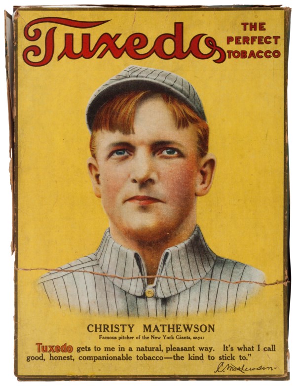 tuxedo tobacco CHRISTY MATHEWSON TUXEDO TOBACCO BOX,