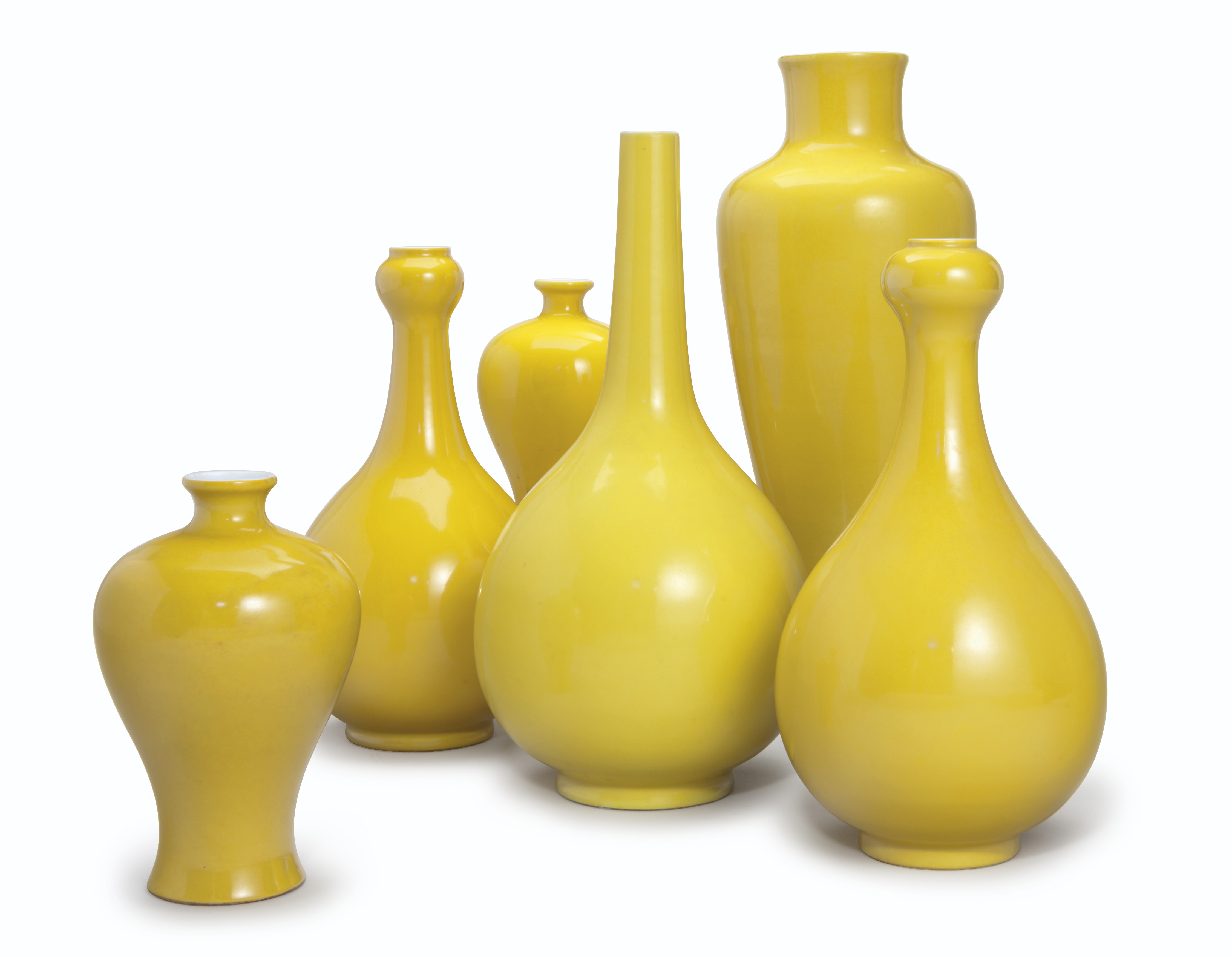 A GROUP OF SIX CHINESE YELLOW GLAZED VASES, MODERN Christie’s