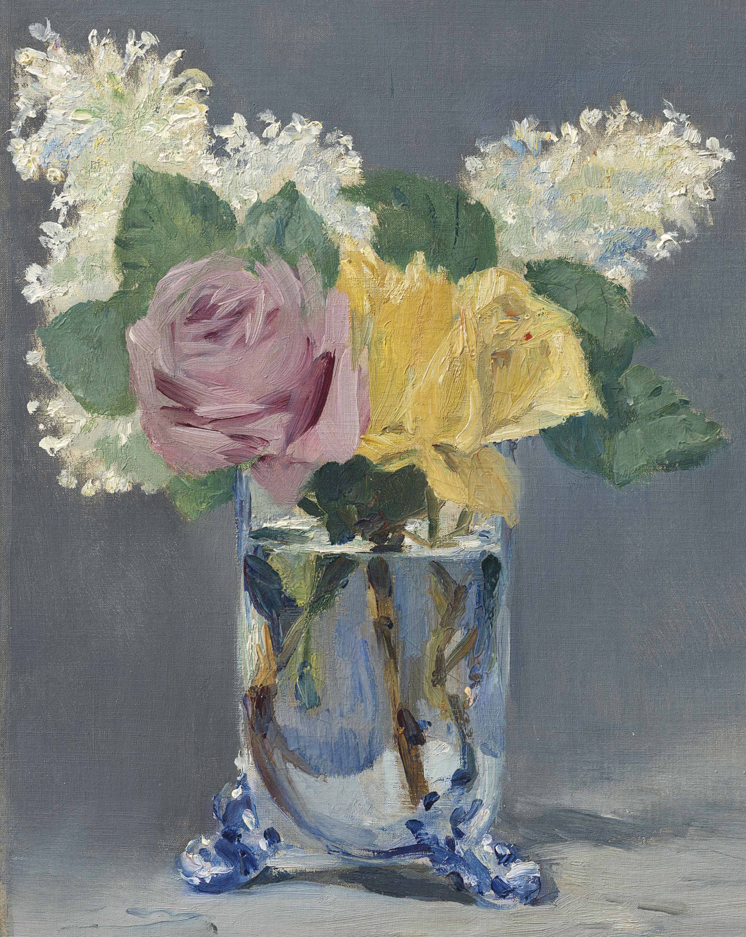 Edouard Manet (1832-1883), Lilas et roses, 1882. Oil on canvas. 12&frac34; x 9&frac34; in (32.4 &times; 24.7 cm). Estimate: $7,000,000-10,000,000. This lot is offered in&nbsp;The Collection of David and Peggy Rockefeller: 19th &amp; 20th Century Art, Evening Sale&nbsp;on 8 May at Christie&rsquo;s in New York