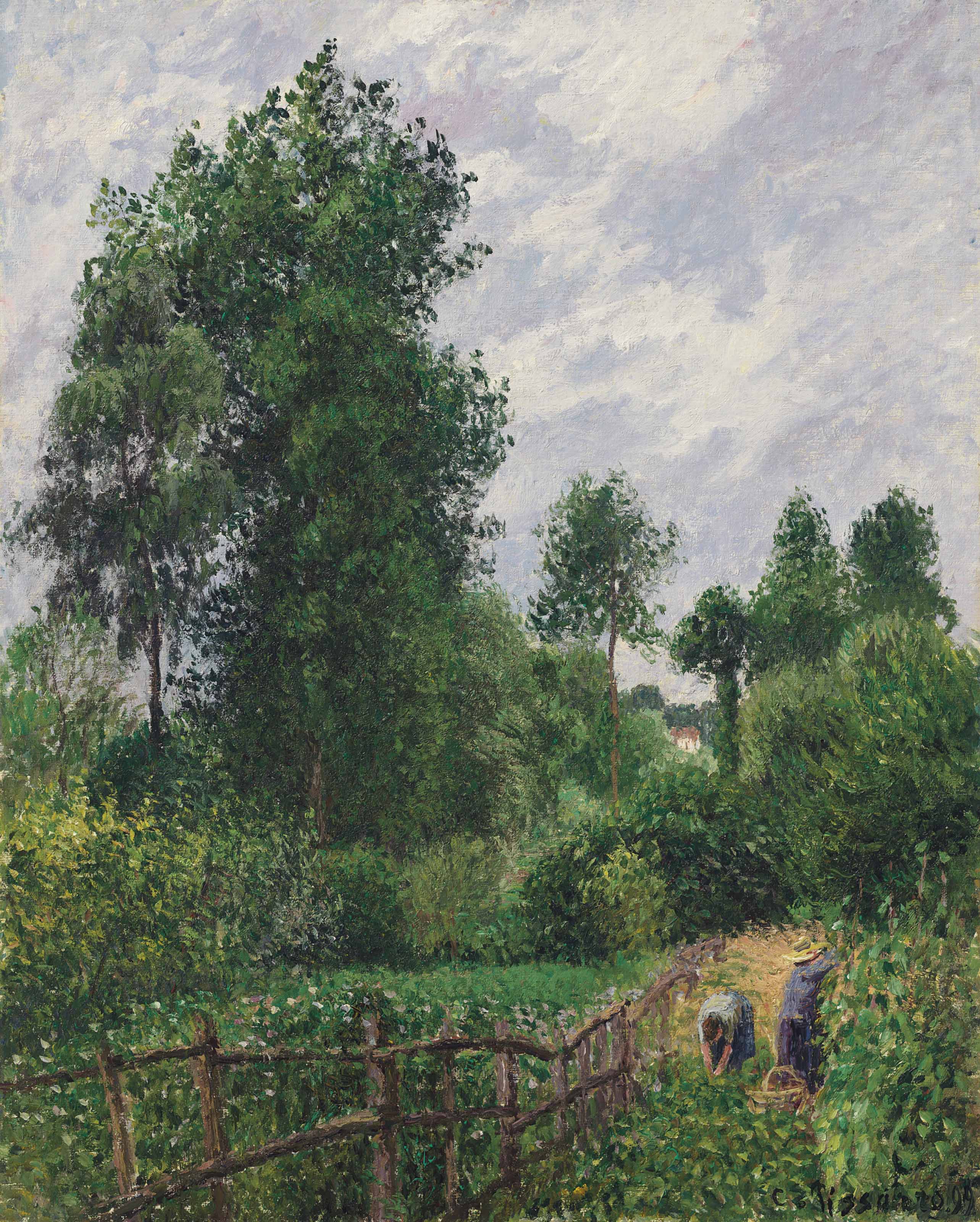 Paysage avec peupliers, temps gris, Eragny