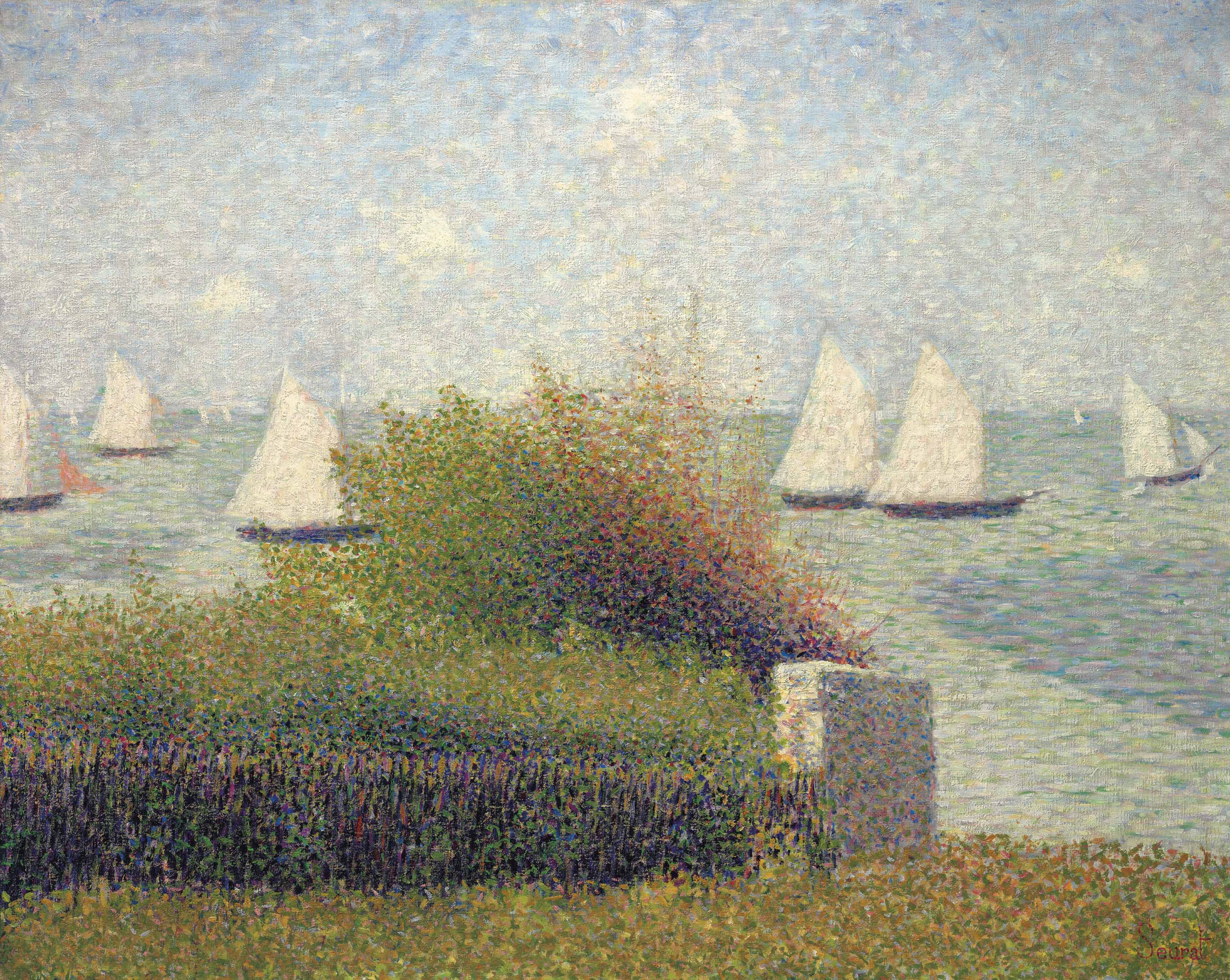 Georges Seurat (1859-1891), La rade de Grandcamp (Le port de Grandcamp), painted in summer 1885. Oil on canvas. 25&frac34; x 32 in (65.4 x 81.2 cm). Sold for $34,062,500&nbsp;in The Collection of Peggy and David Rockefeller: 19th and 20th Century Art, Evening Sale on 8 May at Christie&rsquo;s in New York