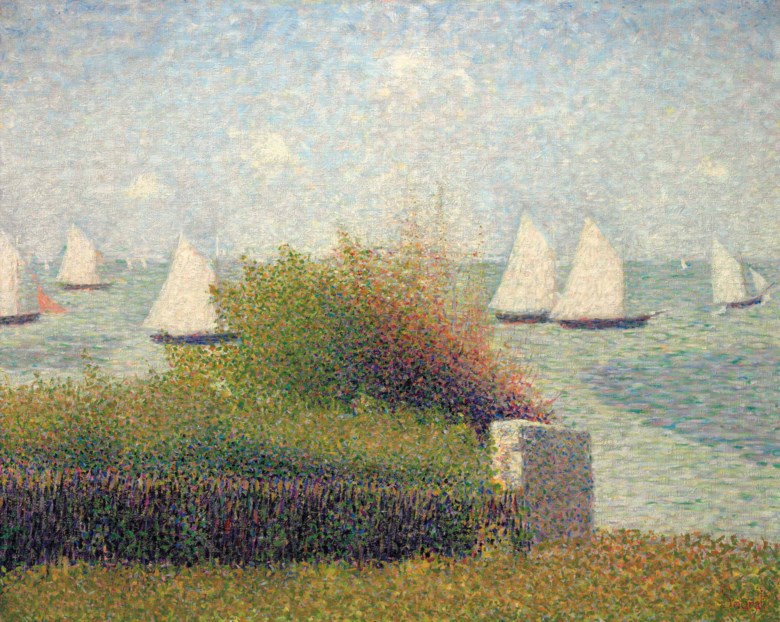 Georges Seurat (1859-1891), La rade de Grandcamp (Le port de Grandcamp), painted in summer 1885. Oil on canvas. 25¾ x 32 in (65.4 x 81.2 cm). Sold for $34,062,500 in The Collection of Peggy and David Rockefeller 19th and 20th Century Art, Evening Sale on 8 May at Christie’s in New York