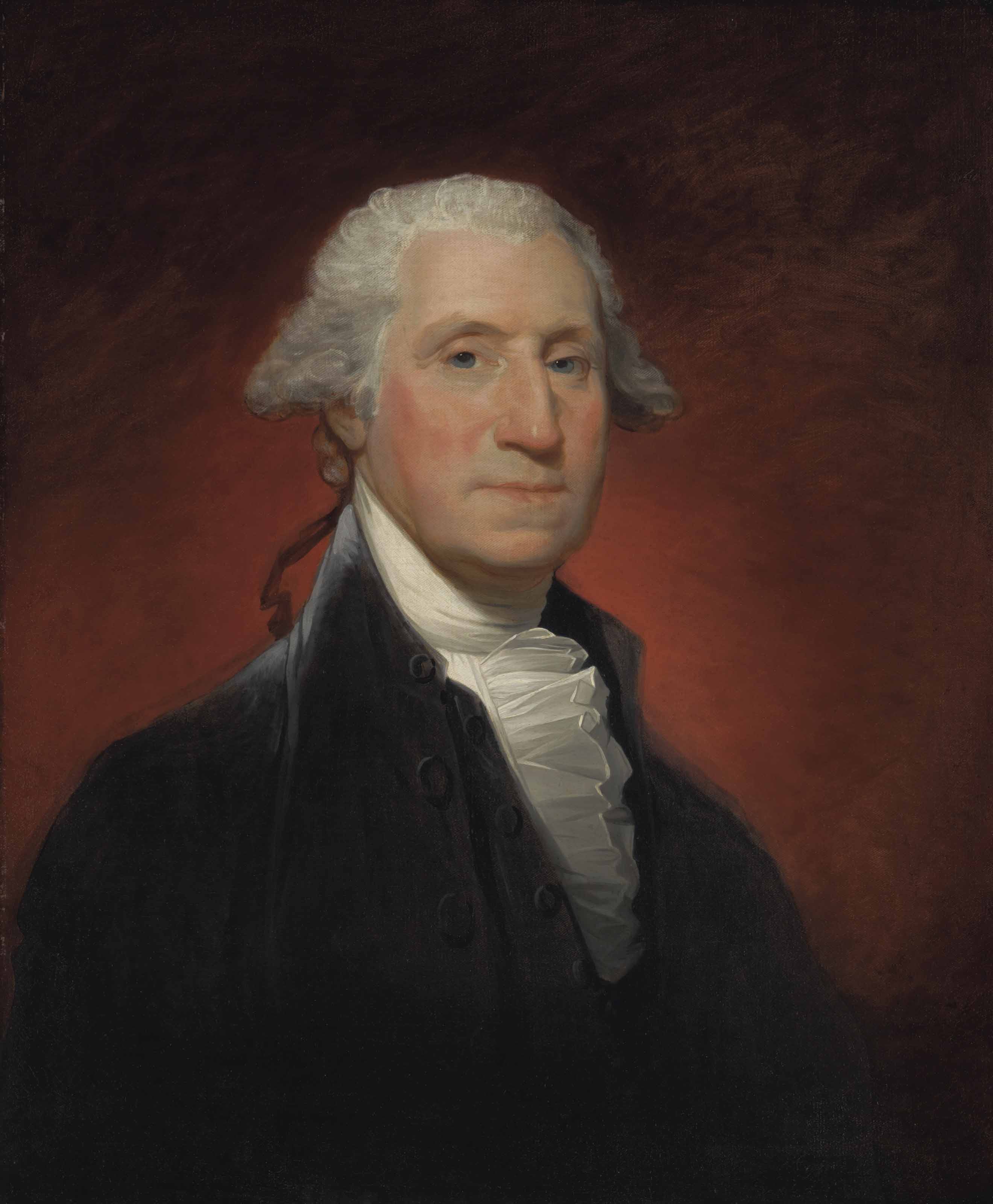 Gilbert Stuart (1755-1828), George Washington (Vaughan Type), painted in 1795. 29⅛ x 24⅛  in (74 x 61.3  cm). Sold for&nbsp;$11,562,500 in The Collection of Peggy and David Rockefeller: Art of the Americas, Evening Sale on 9 May 2018 at Christie&rsquo;s in New York