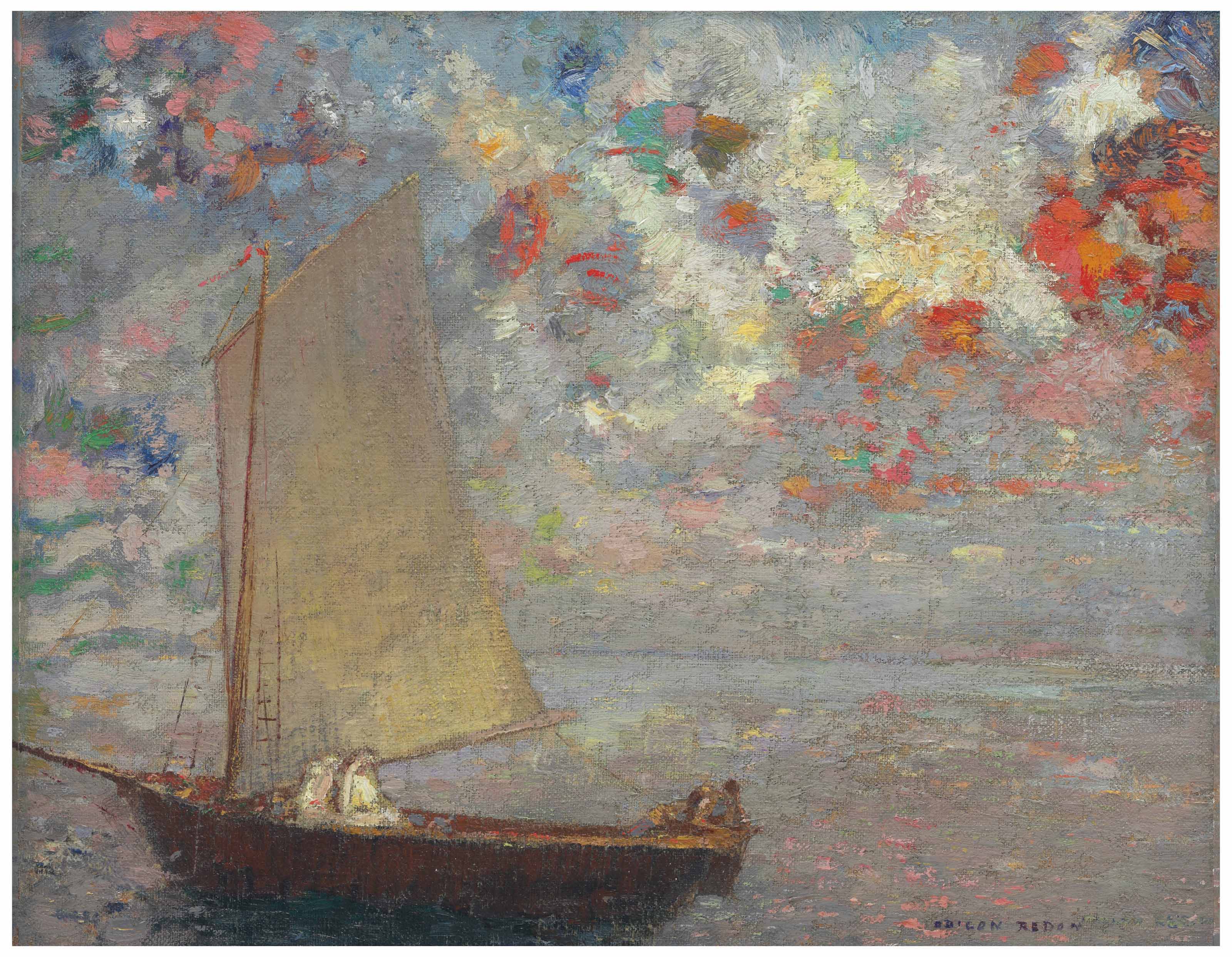 Odilon Redon 1840 1916 La Barque Aux Deux Femmes Blanches 20th Century Paintings Christie S