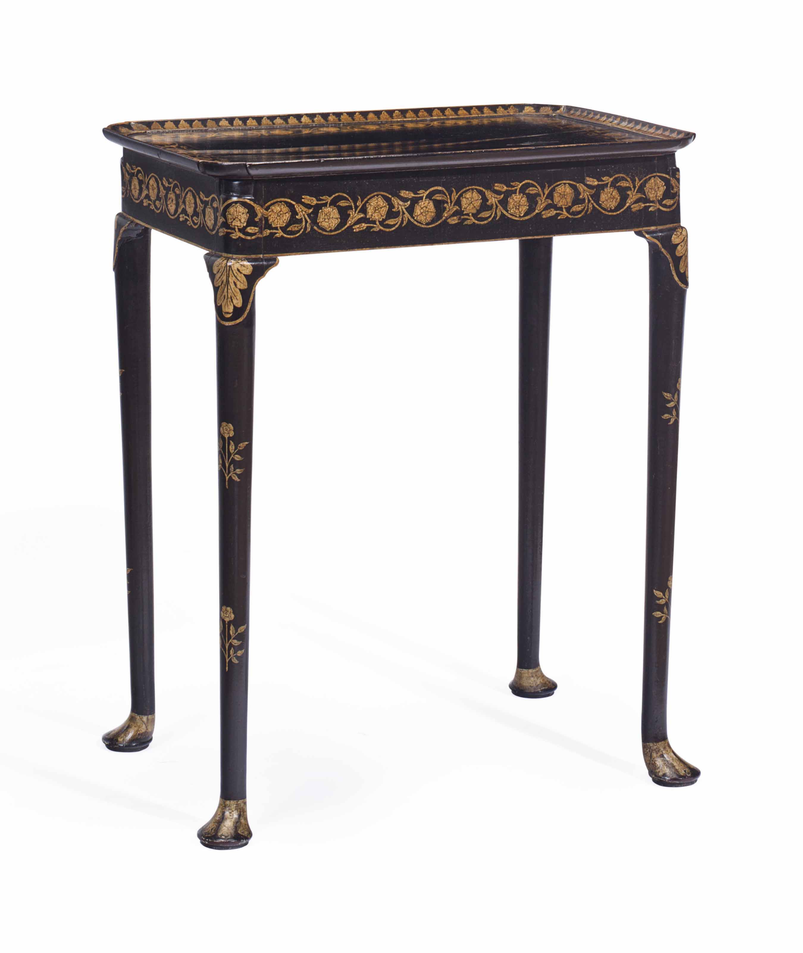 A George Ii Mahogany Black And Cream Penwork Side Table Circa