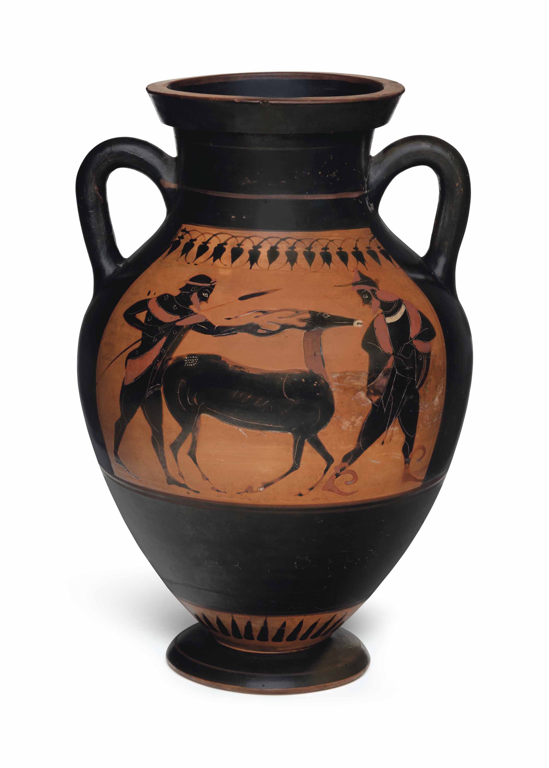 AN ATTIC BLACKFIGURED AMPHORA (TYPE B) , ATTRIBUTED TO THE SWING
