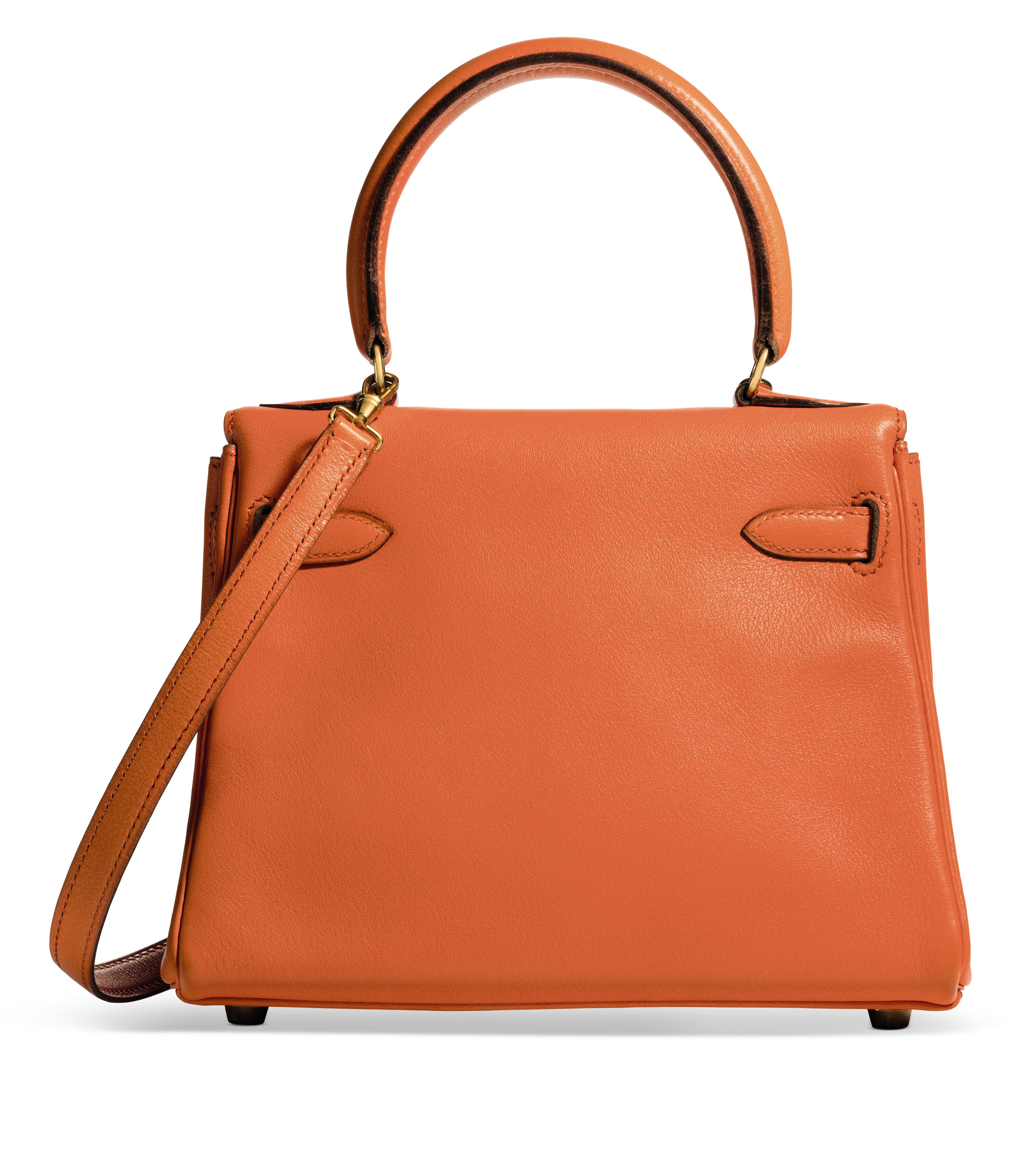 AN ORANGE H GULLIVER LEATHER RETOURNÉ MINI KELLY 20 WITH GOLD