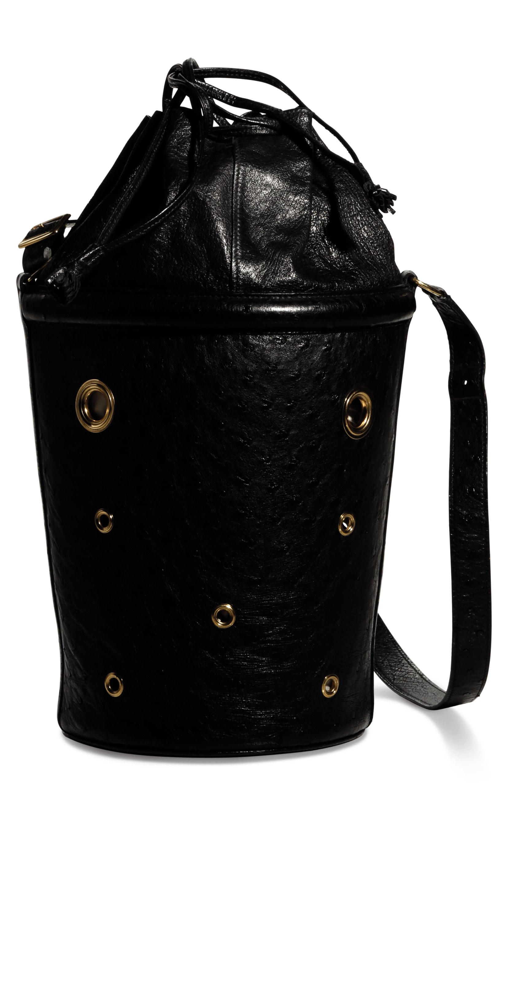 a black ostrich mangeoire mm with gold hardware