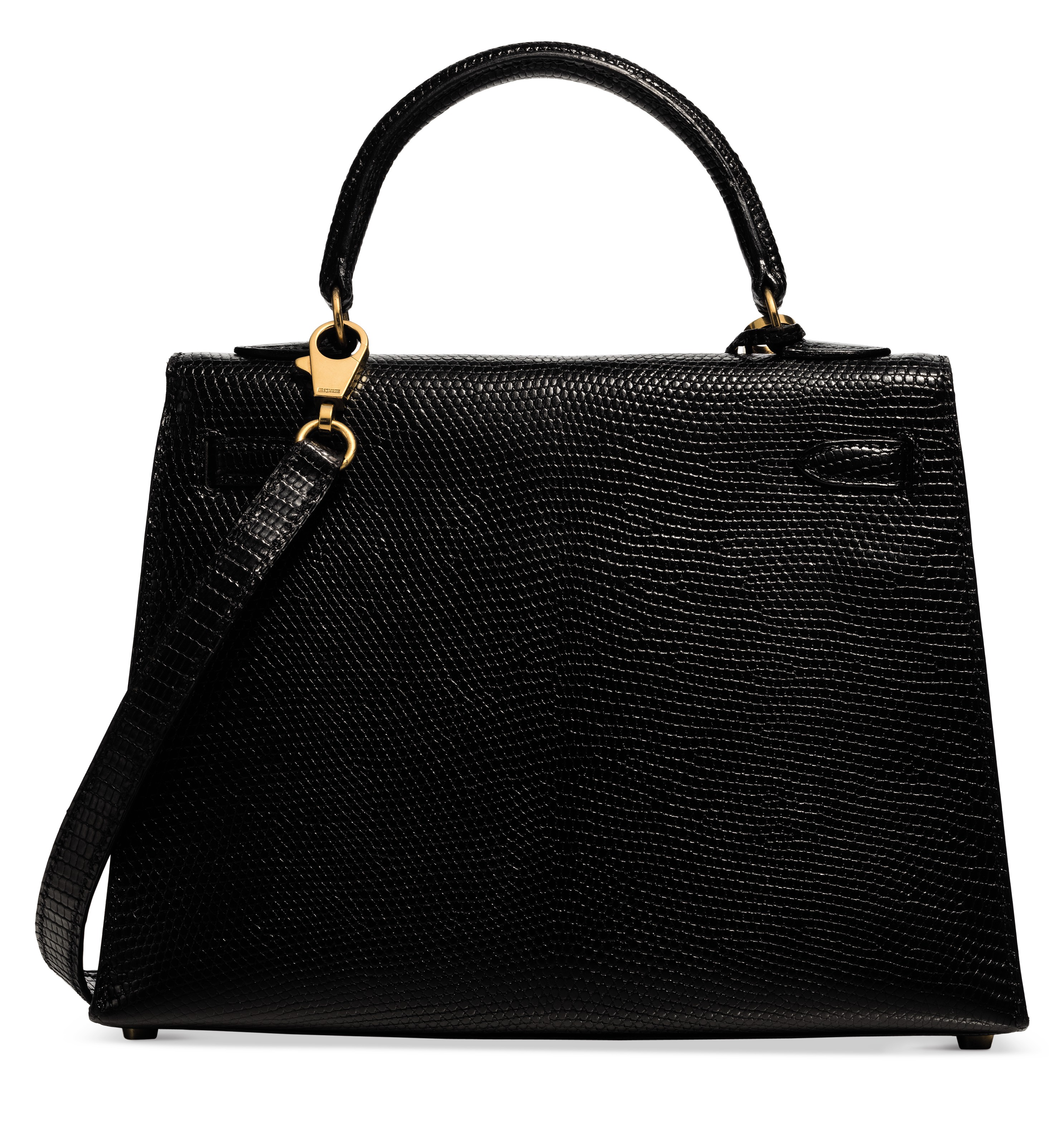A SHINY BLACK LIZARD MINI SELLIER KELLY 25 WITH GOLD HARDWARE , HERMÃS, 1999 | Christie's