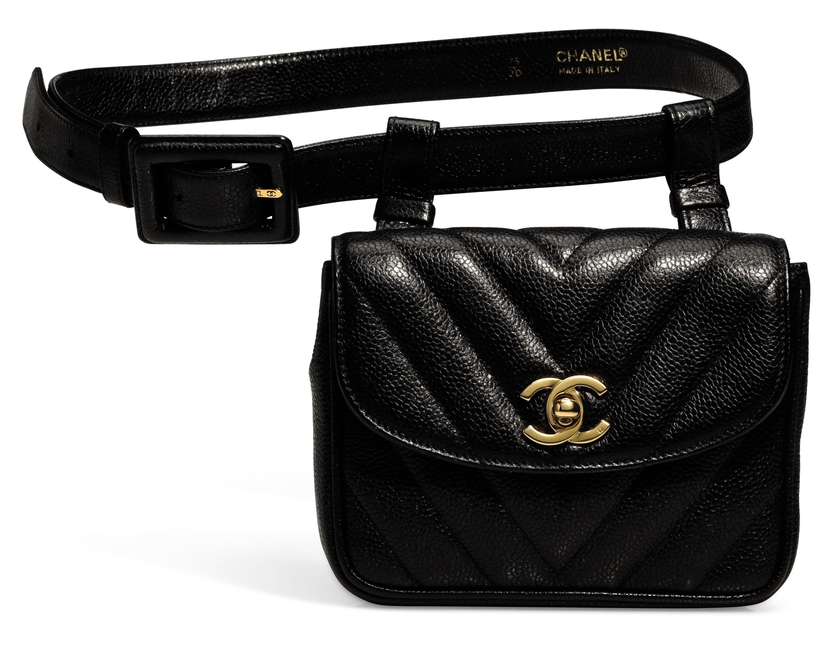black and gold belt bag