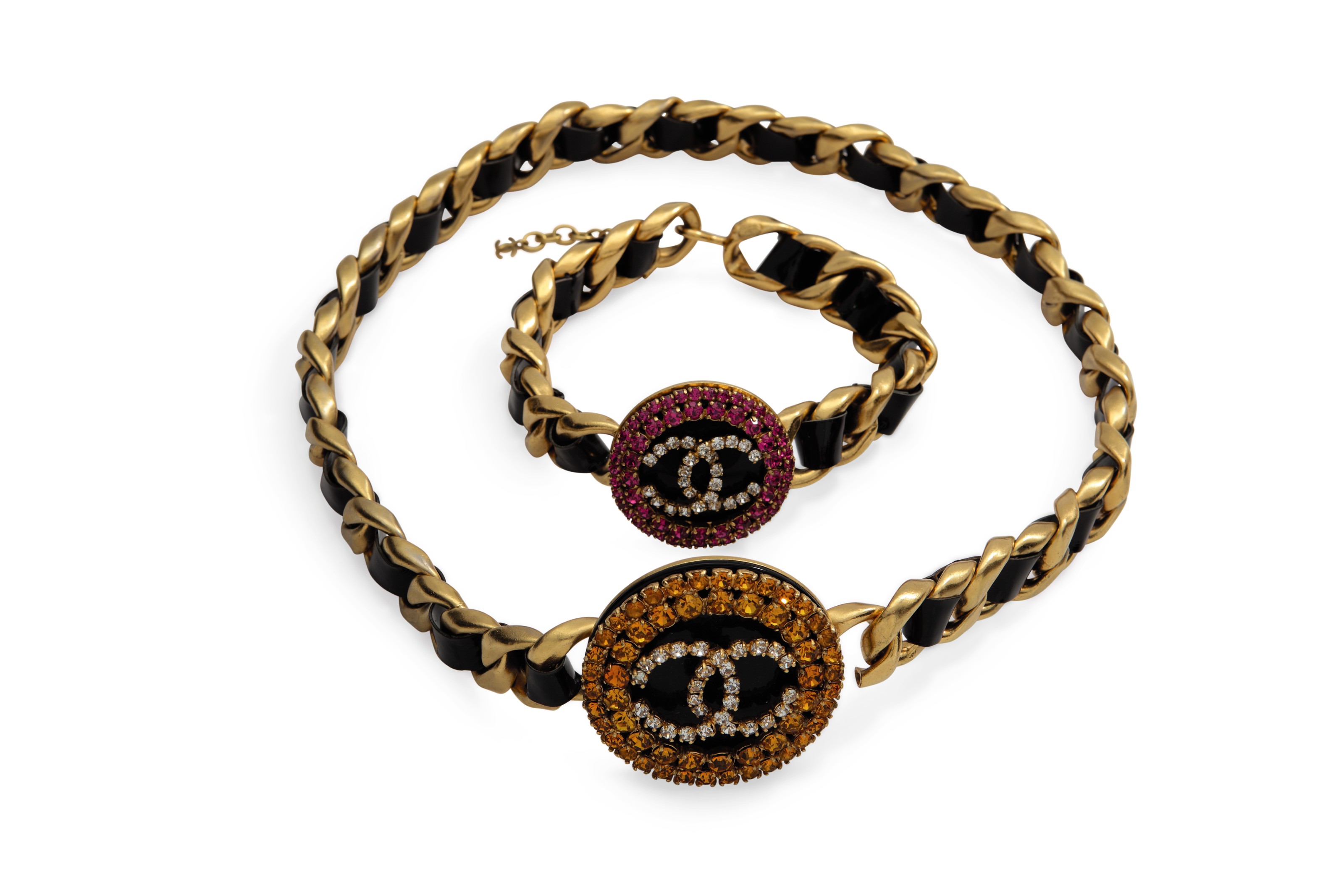 A crystal and patent leather jewellery&nbsp;set, Chanel, Spring/Summer 1995. Sold for $2,000 on 18 September 2018 at Christie&rsquo;s in New York