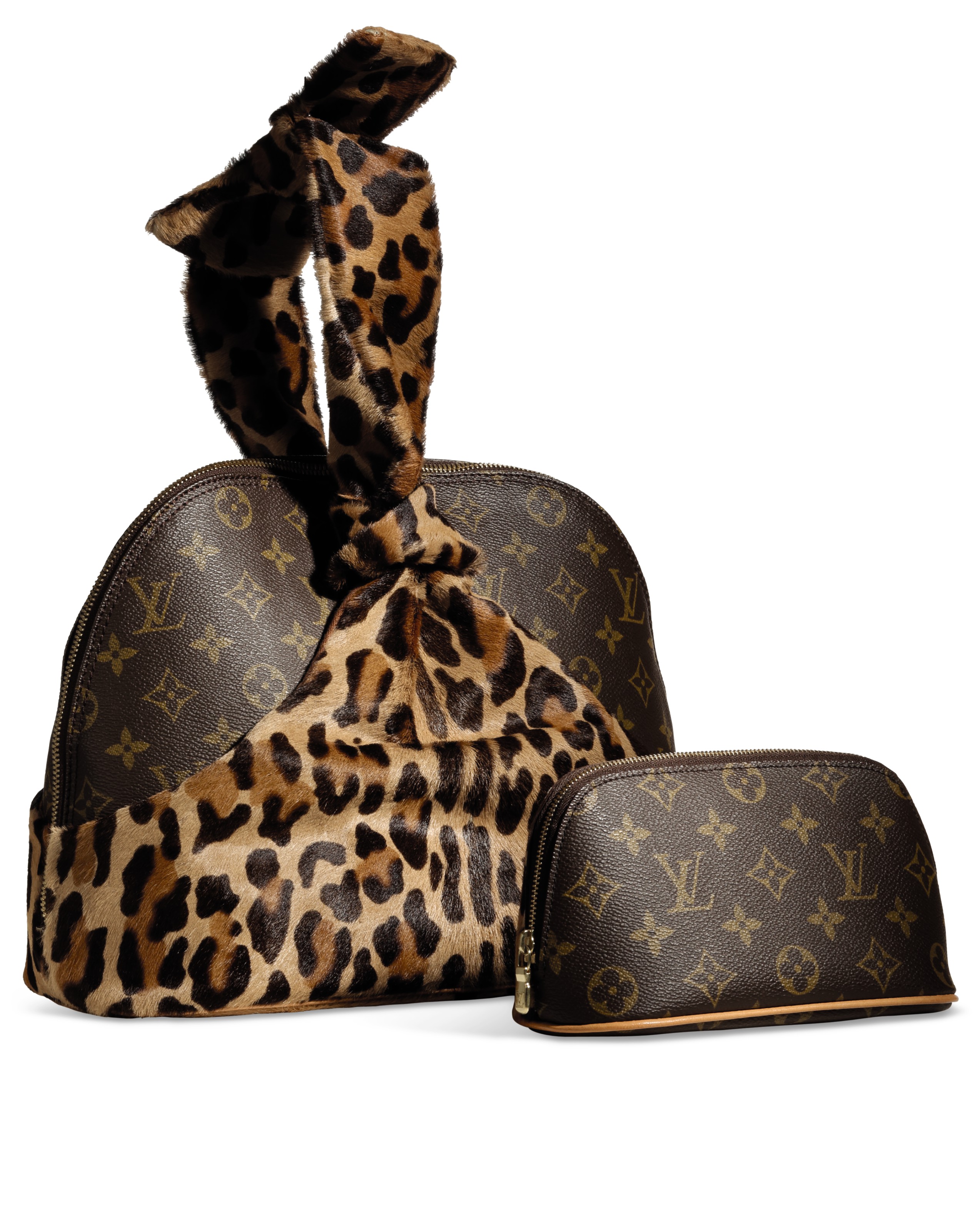A SET OF TWO:A CENTENAIRE MONOGRAM LEOPARD PONYHAIR ALMA BAG