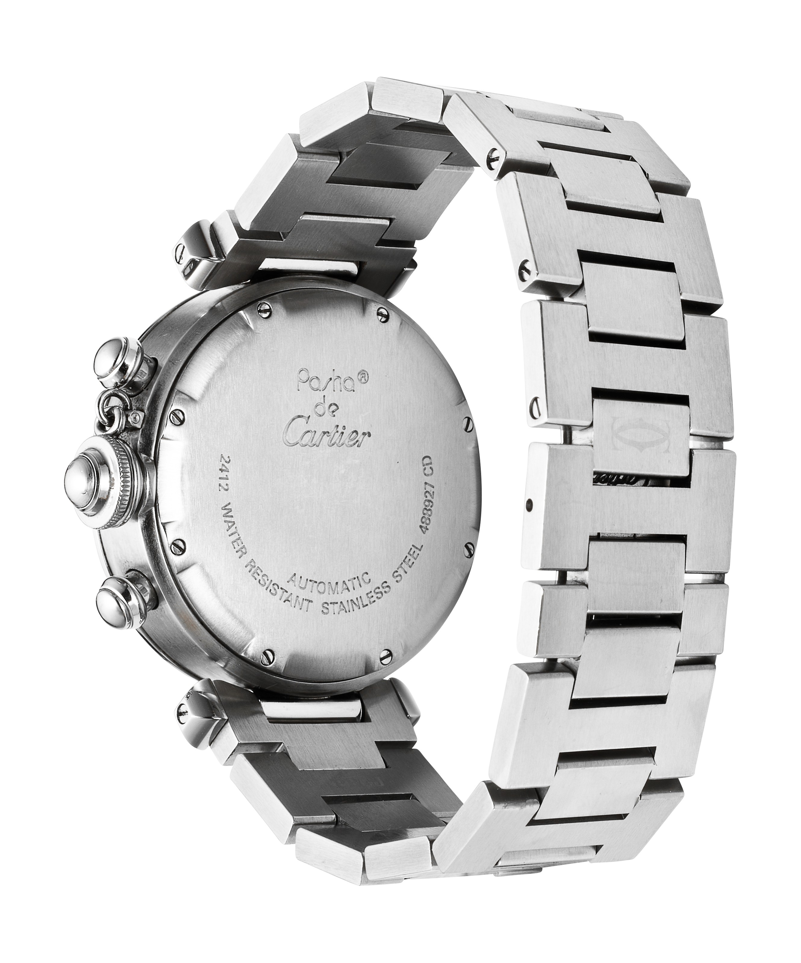 CARTIER, LADIES' STEEL PASHA CHRONOGRAPH, 2412, Christie's