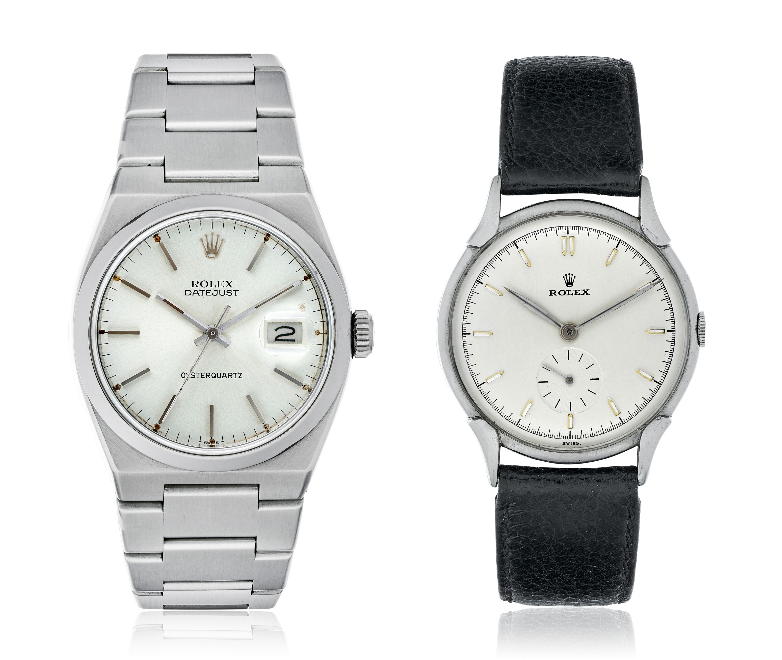 TWO ROLEX STEEL WATCHES - DATEJUST OYSTERQUARTZ, REF. 17000 AND A TIME-ONLY, REF. 4498 · 17000