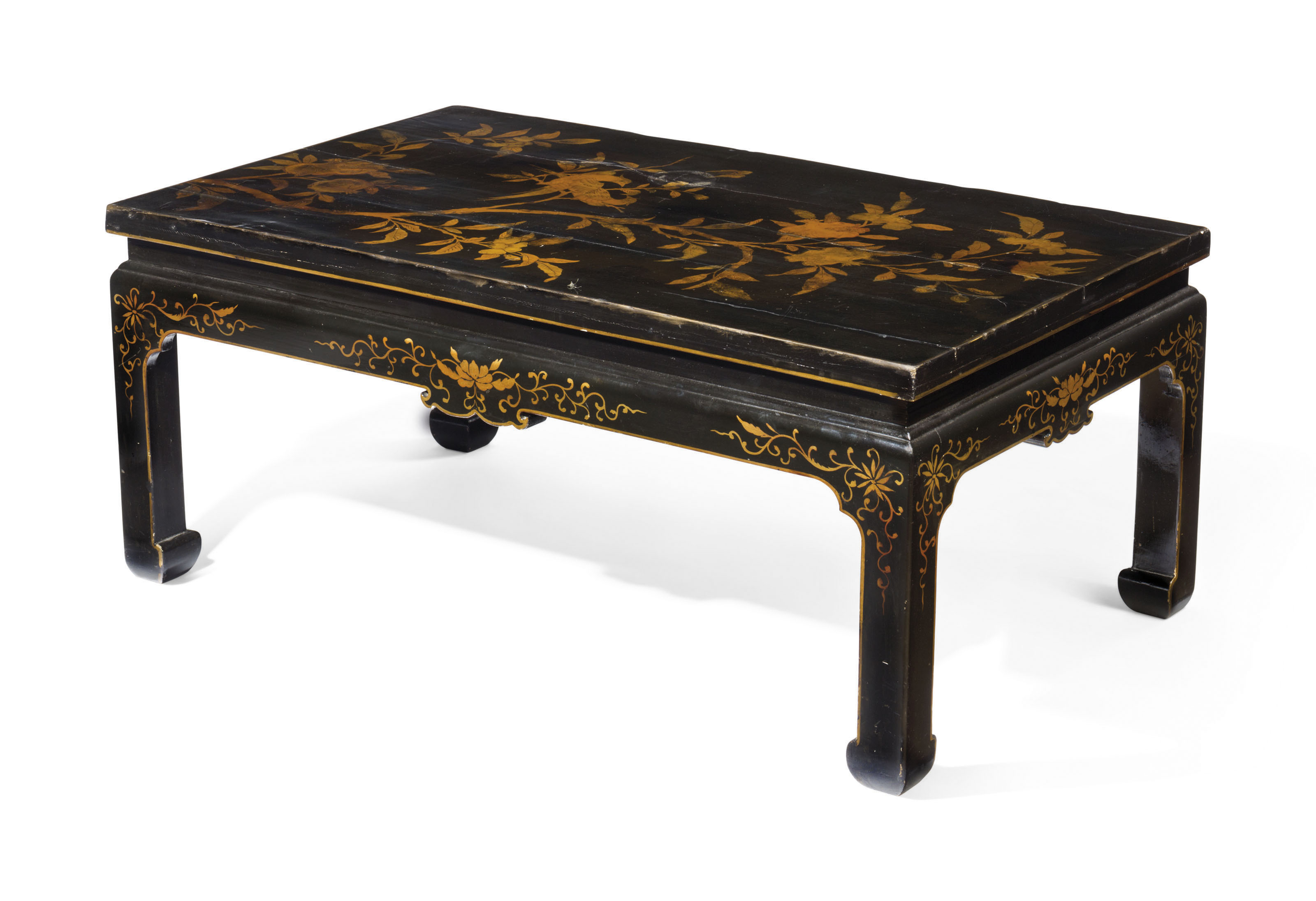 A CHINESE BLACK AND GILTLACQUER COFFEE TABLE
