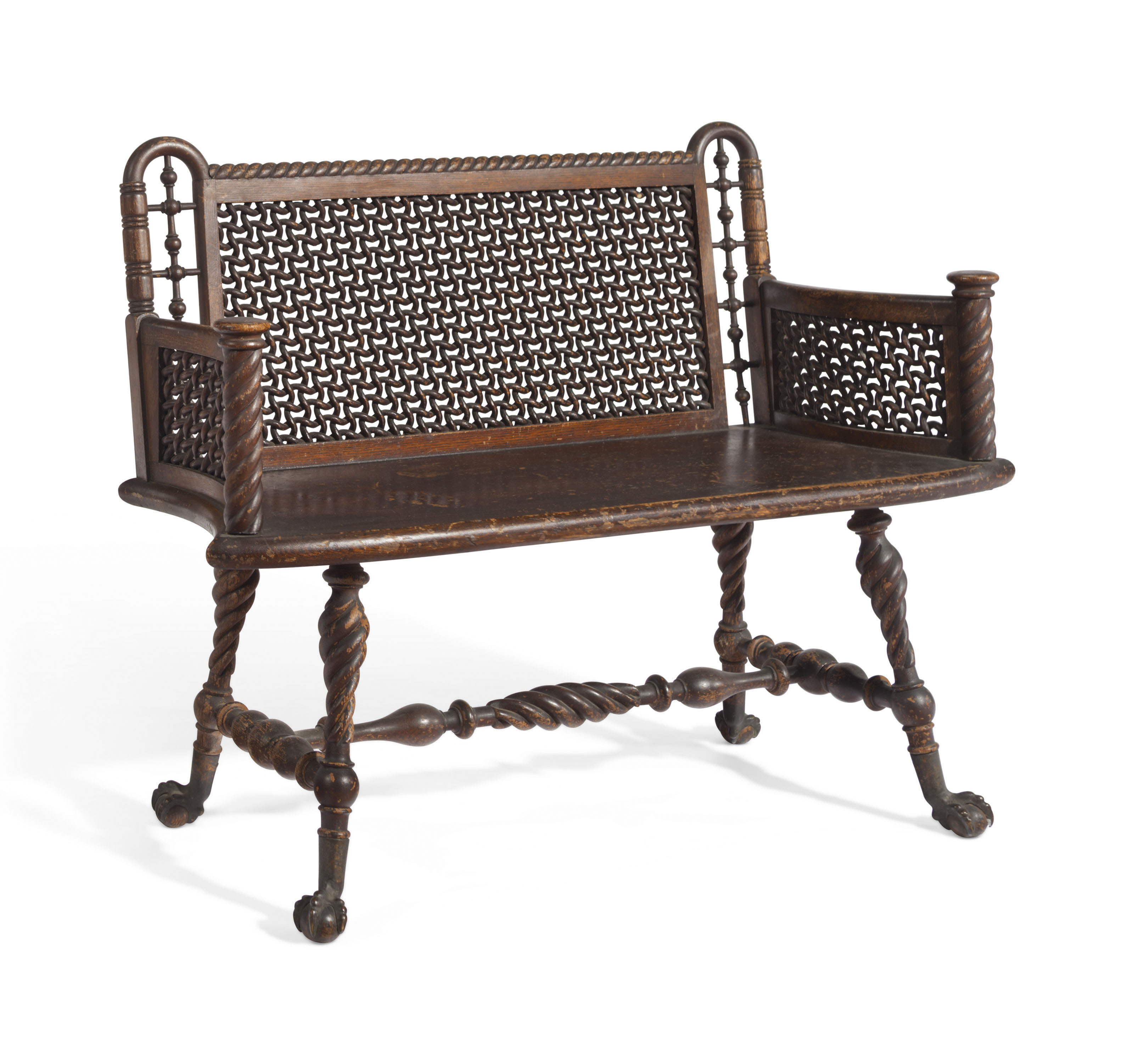 A Victorian Stained Oak Bench Possibly Central European 19th