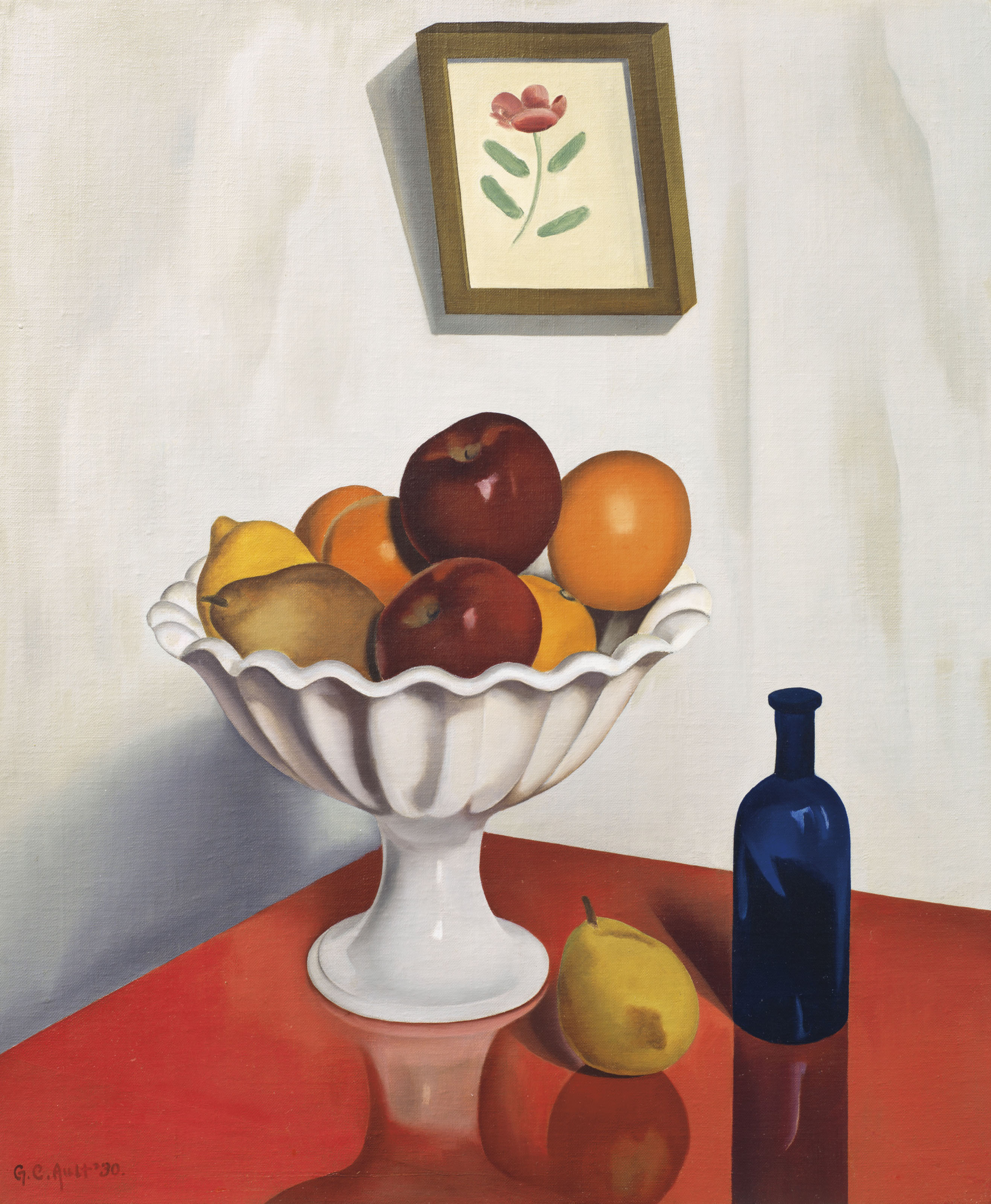 George Copeland Ault 1891 1948 Fruit Bowl On Red Oilcloth