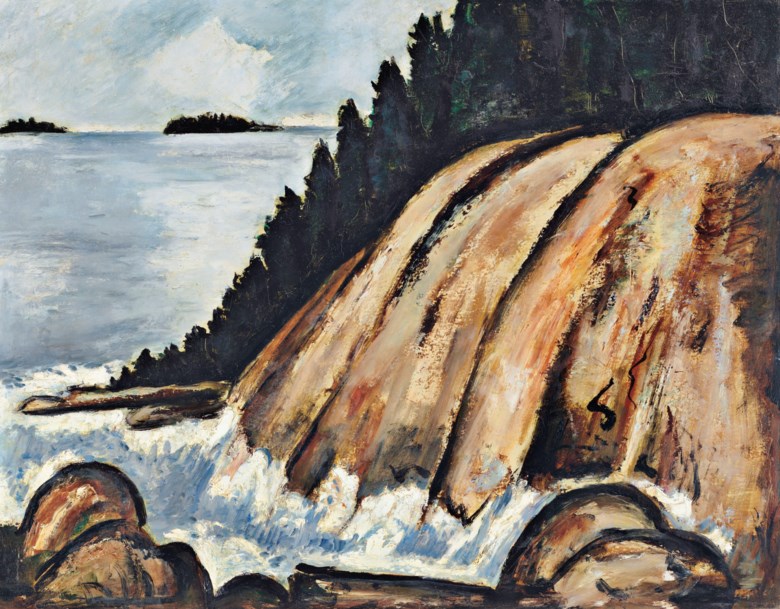 Marsden Hartley (1877-1943), Calm after Storm off Hurricane Island, Vinal Haven, Maine, painted in 1937-38. 22 x 28  in (55.9 x 71.1  cm). Estimate $1,500,000-2,500,000. This lot is offered in An American Place  The Barney A. Ebsworth Collection Evening Sale on 13 November 2018 at Christie’s in New York