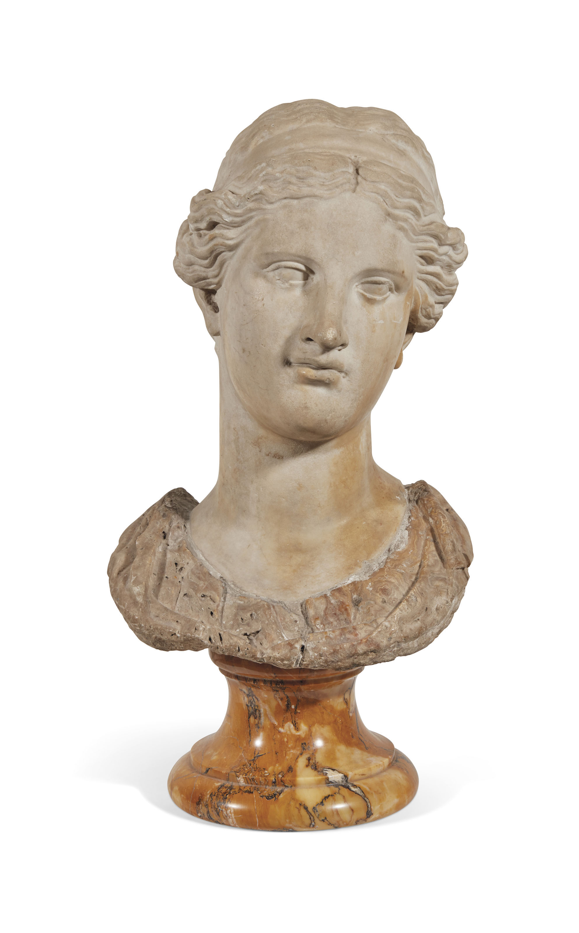 Statue Bronze Aphrodite - Buste Déesse Grecque Sur Base Marbre 12.5cm