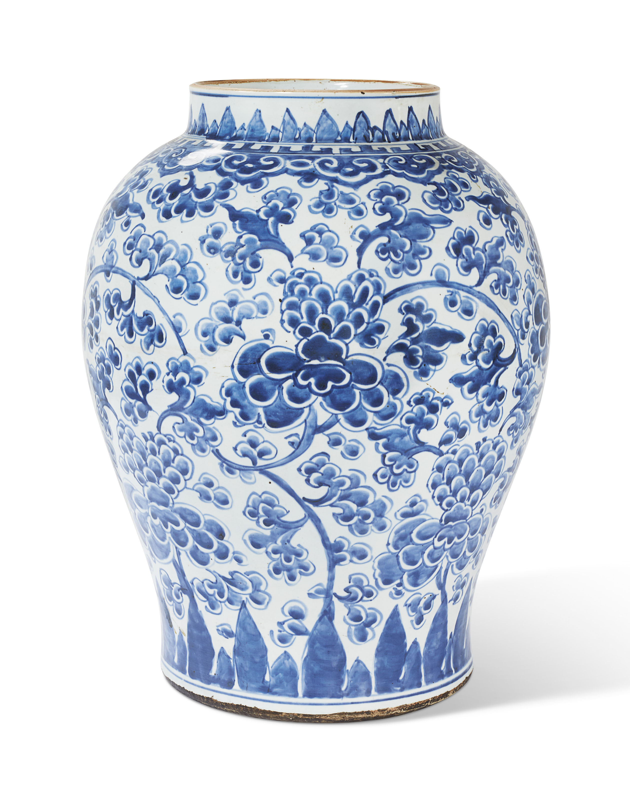 VASE EN PORCELAINE BLEU BLANC , CHINE, DYNASTIE QING, XVIII E SIECLE ...