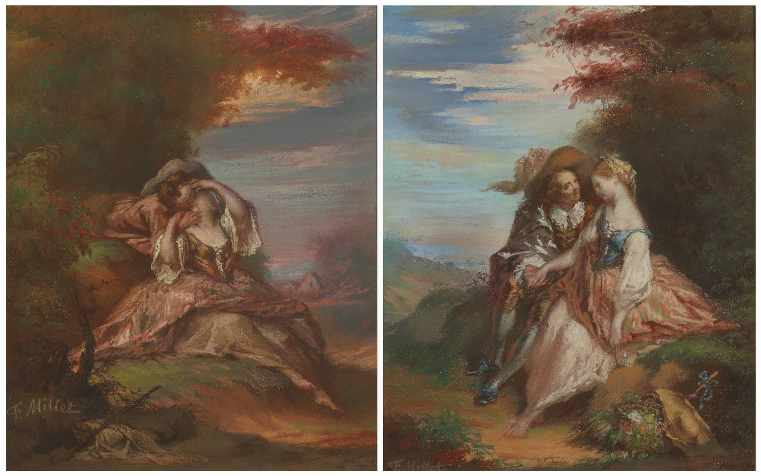 JEANFRANÇOIS MILLET (GRUCHY 18141875 , Le Baiser; et Scène