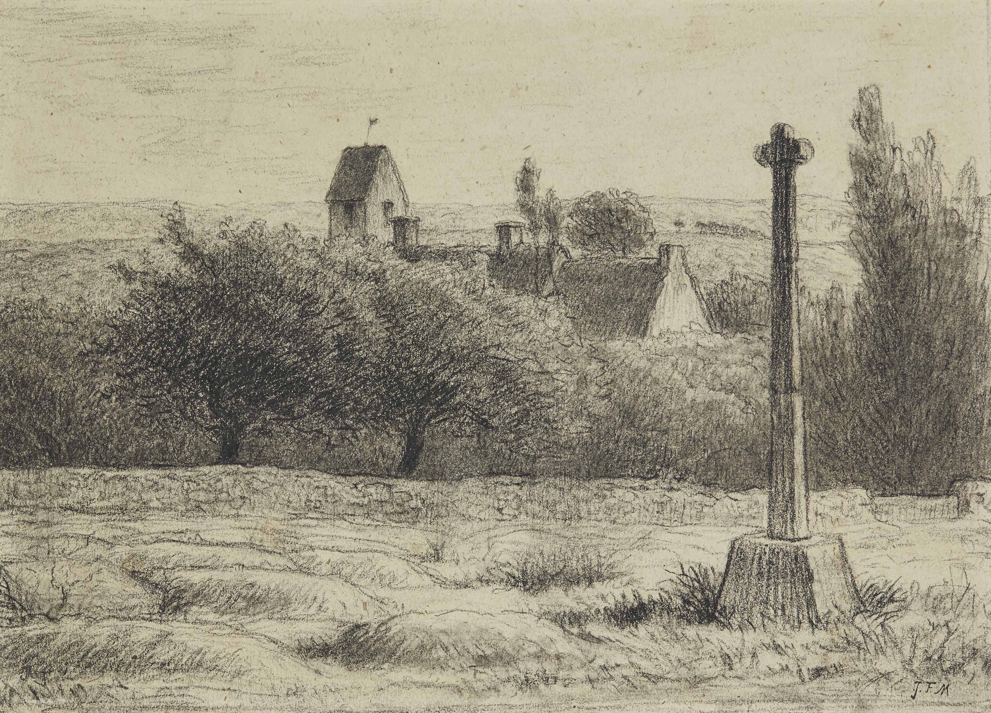 JEANFRANÇOIS MILLET (GRUCHY 18141875 , Croix à l'entrée du