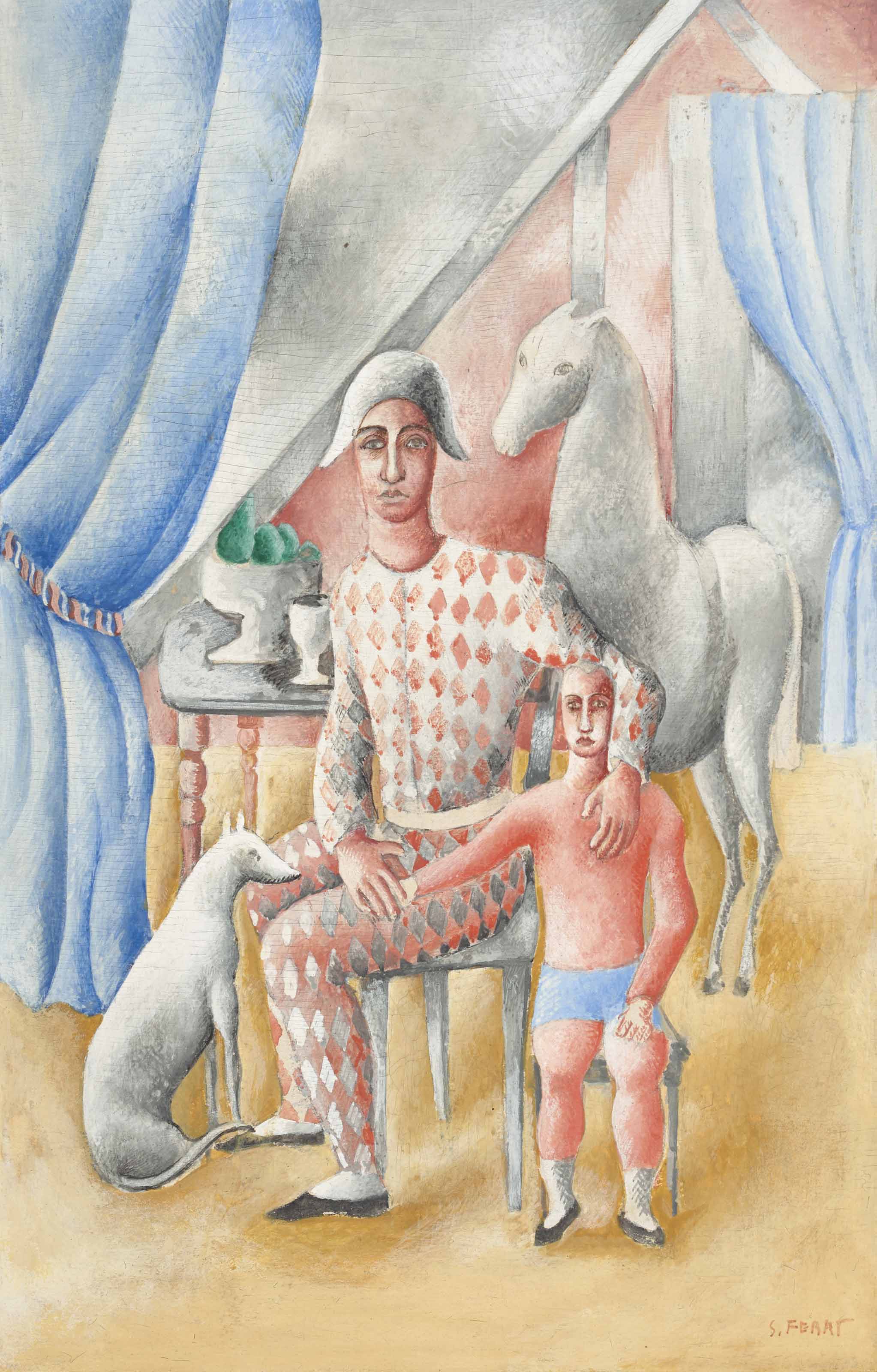 Serge Férat (18811958) , Arlequin et enfant Christie's