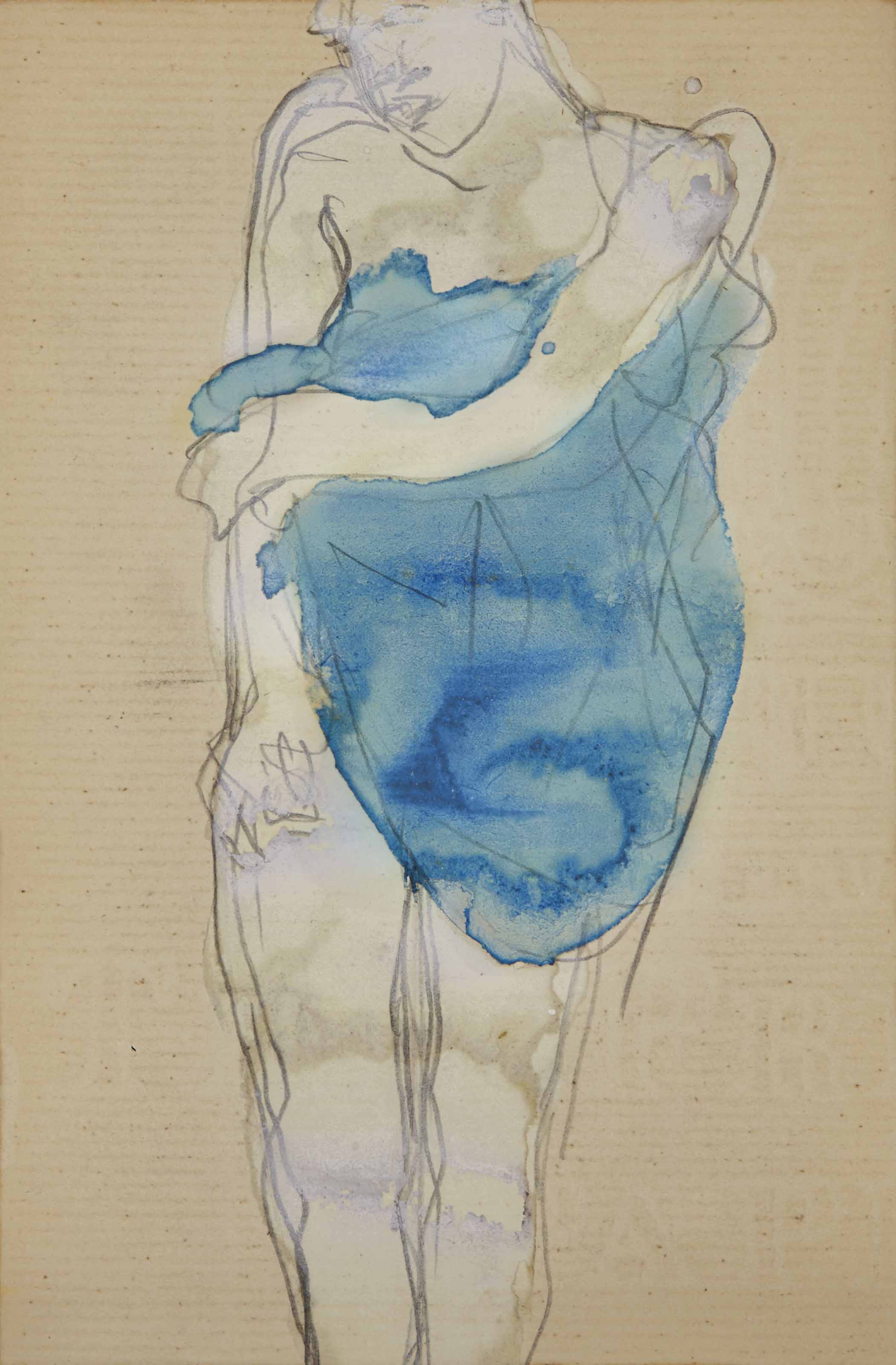 Femme debout au drapé bleu (recto); Femme nue penchée en avant (verso)