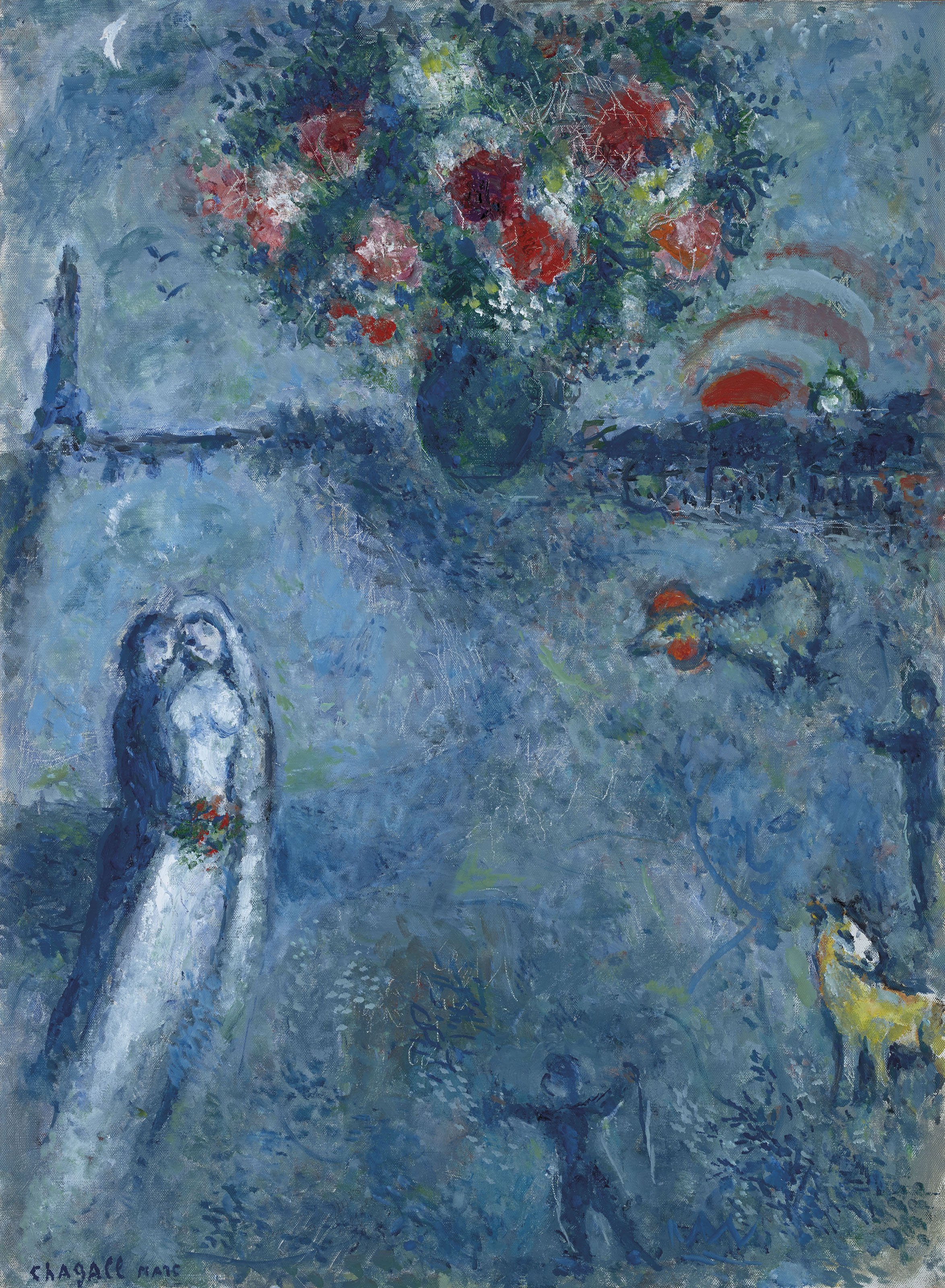 Marc Chagall 1887 1985 Les Maries Au Bord De La Seine