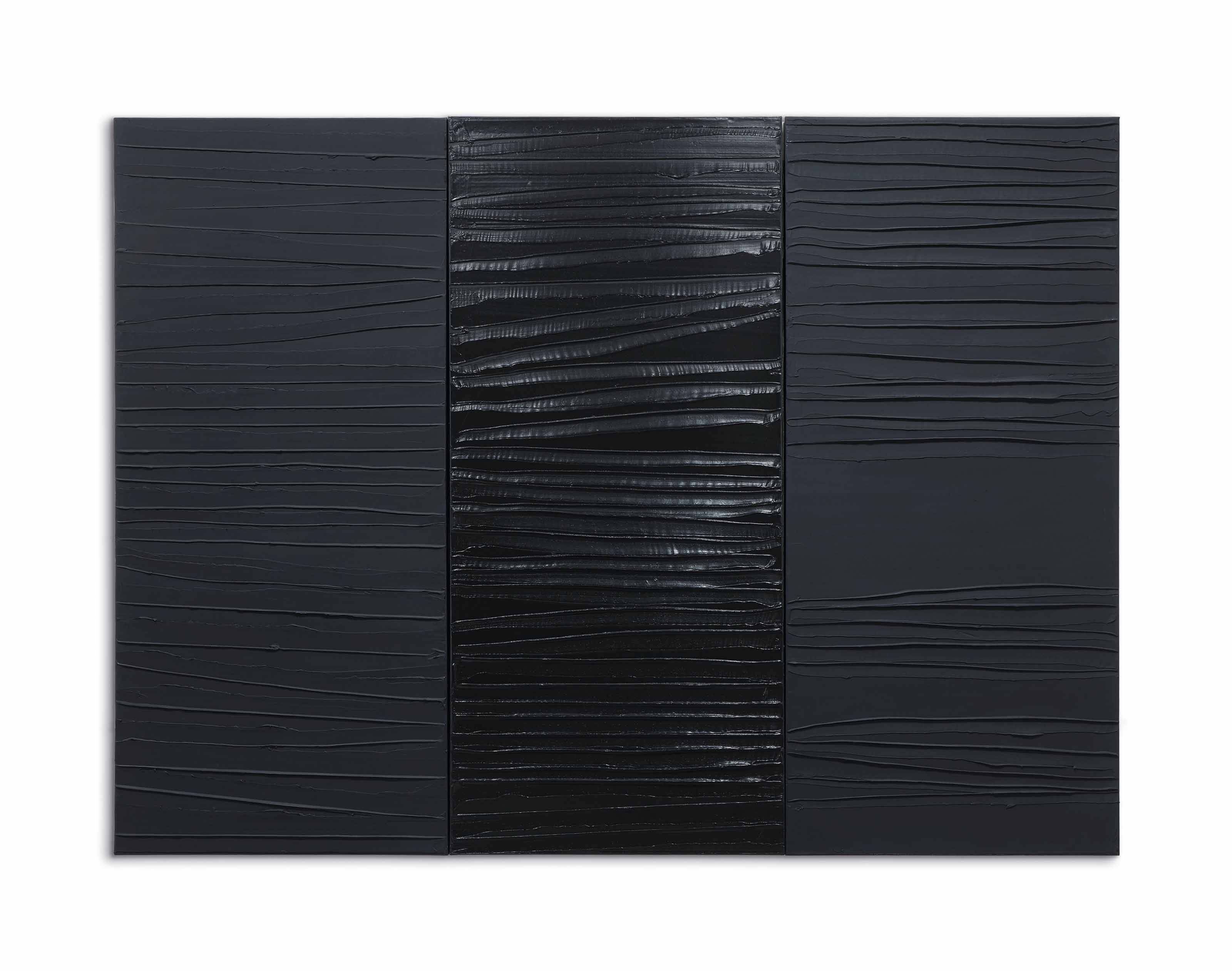 Pierre Soulages (1919-2022), Peinture 227 x 306 cm, 2 mars 2009, 2009. 227 x 306  cm (overall: 89⅜ x 120&frac12; in). Sold for &euro;2,407,500 on 7 June 2018 at Christie&rsquo;s in Paris. &copy; Pierre Soulages, DACS 2022